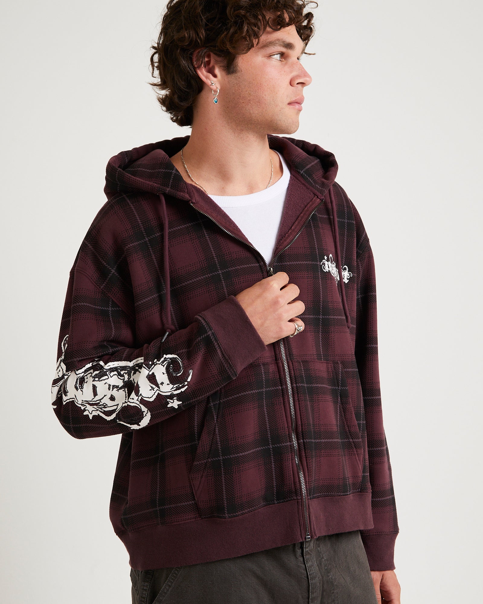 トップス bio CHECKED SHAGGY ZIP HOODIE Yard Check Zip Through Hoodie – General Pants Co.