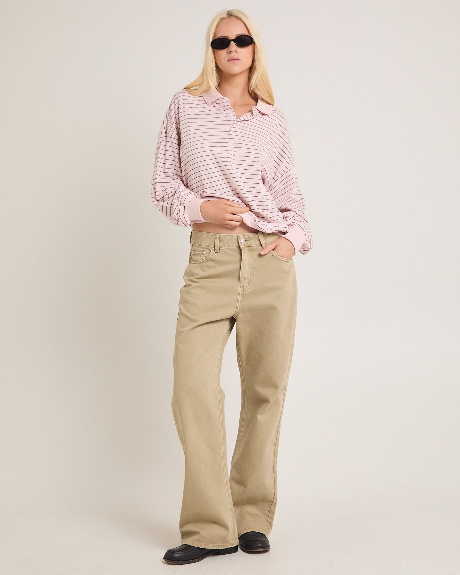 Jase Stripe Long Sleeve Polo Shirt – General Pants