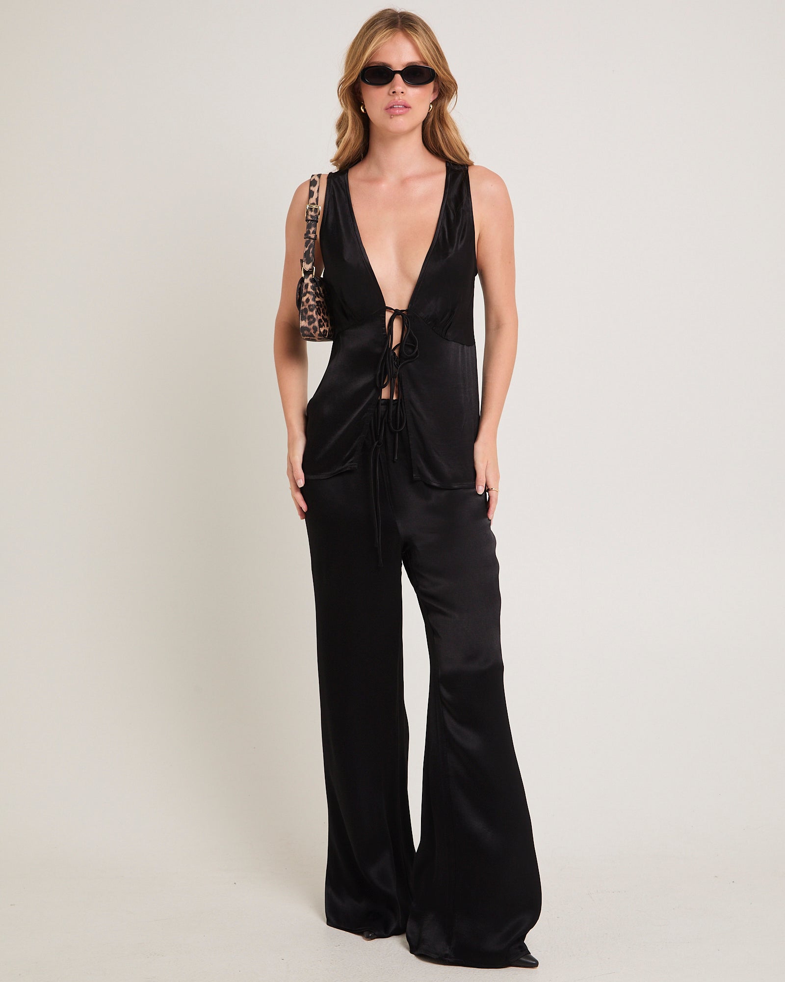Meredith Satin Mid Rise Pants