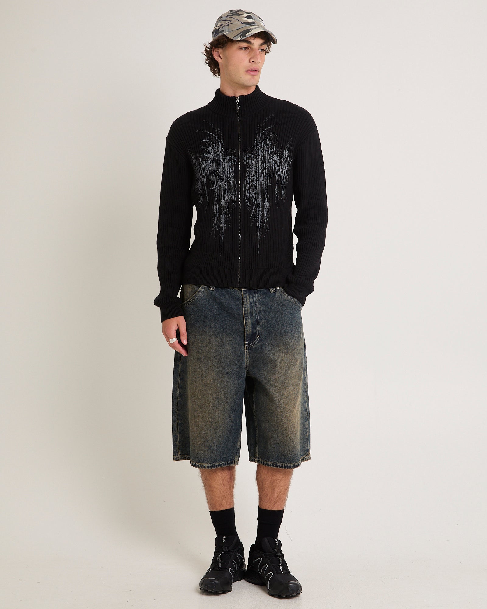 Funnel Neck Zip Through Knit Jumper – General Pants Co