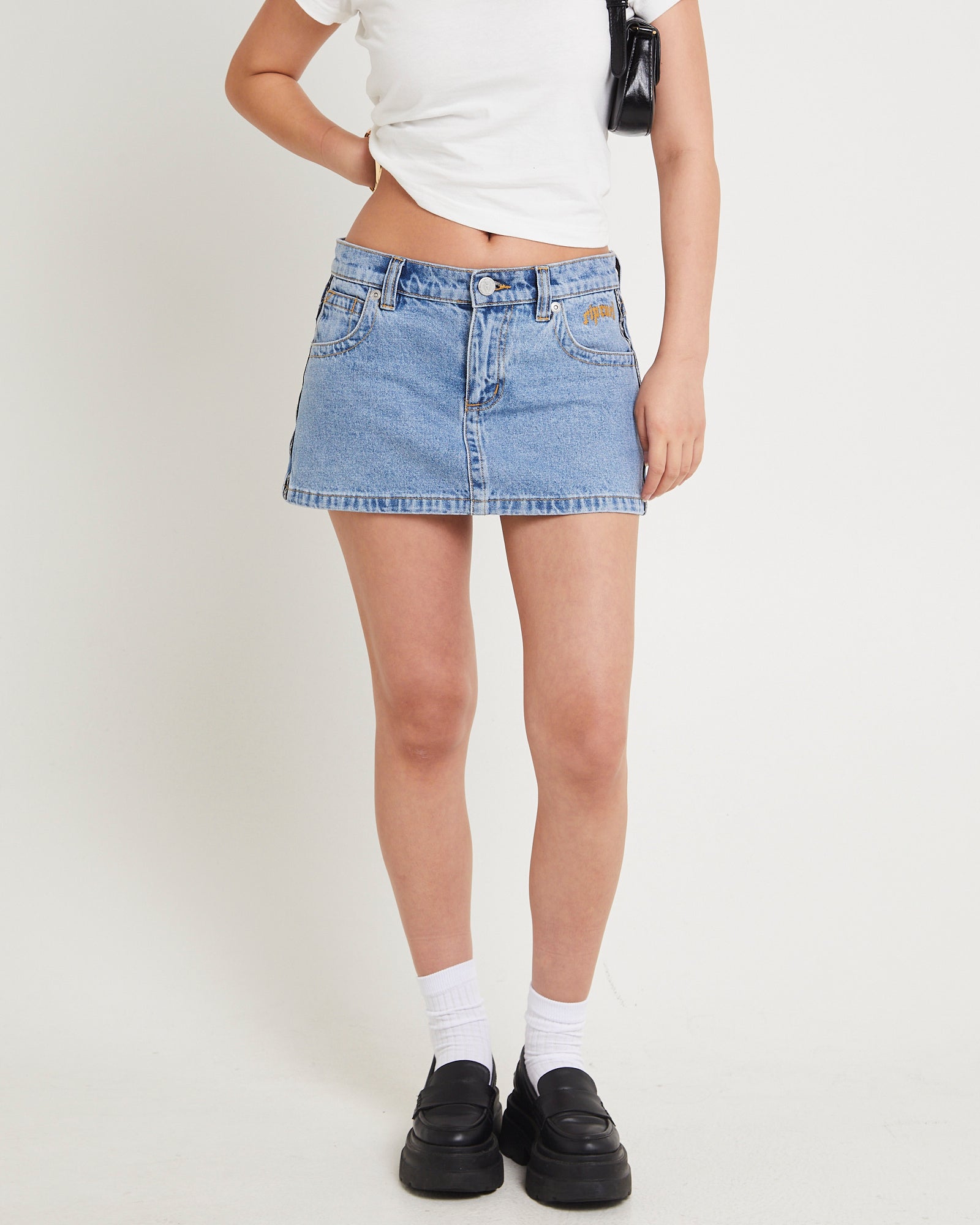 Rip Curl 99 Low Denim Skirt Ariane Tape – General Pants Co.