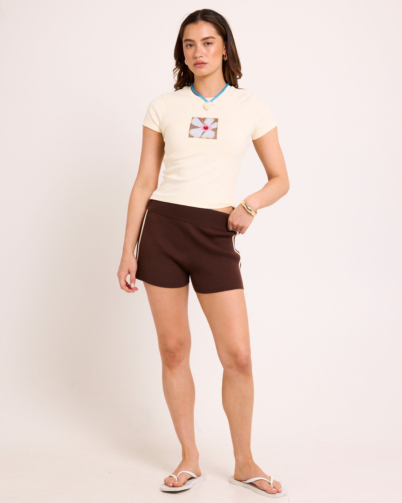 Libby Contrast Mid Rise Knit Shorts – General Pants Co.