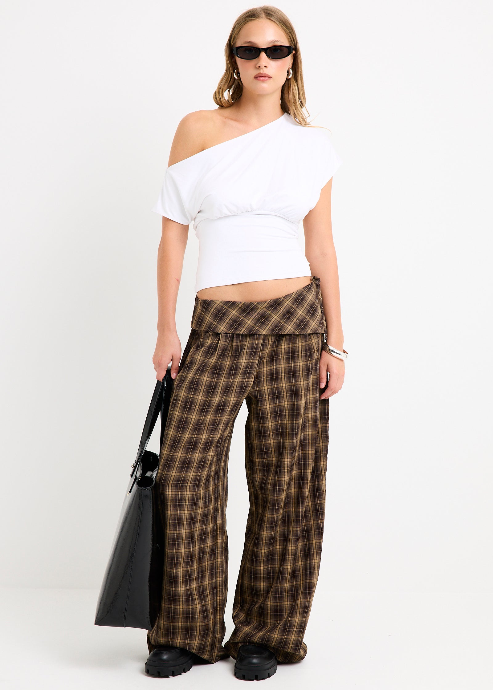 Martha Fold Over Check Pants – General Pants Co.