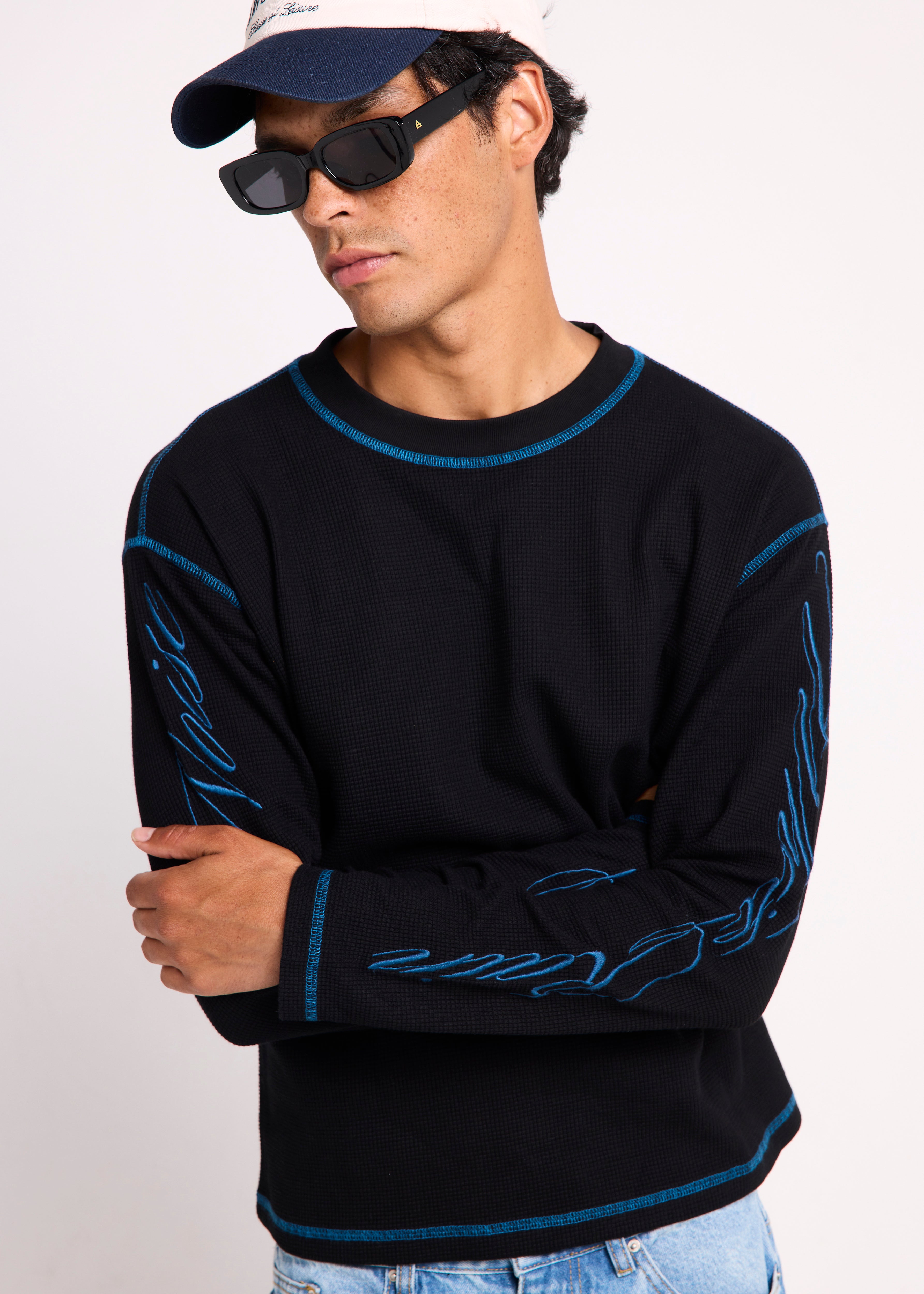 Script Long Sleeve Waffle Shirt – General Pants Co.