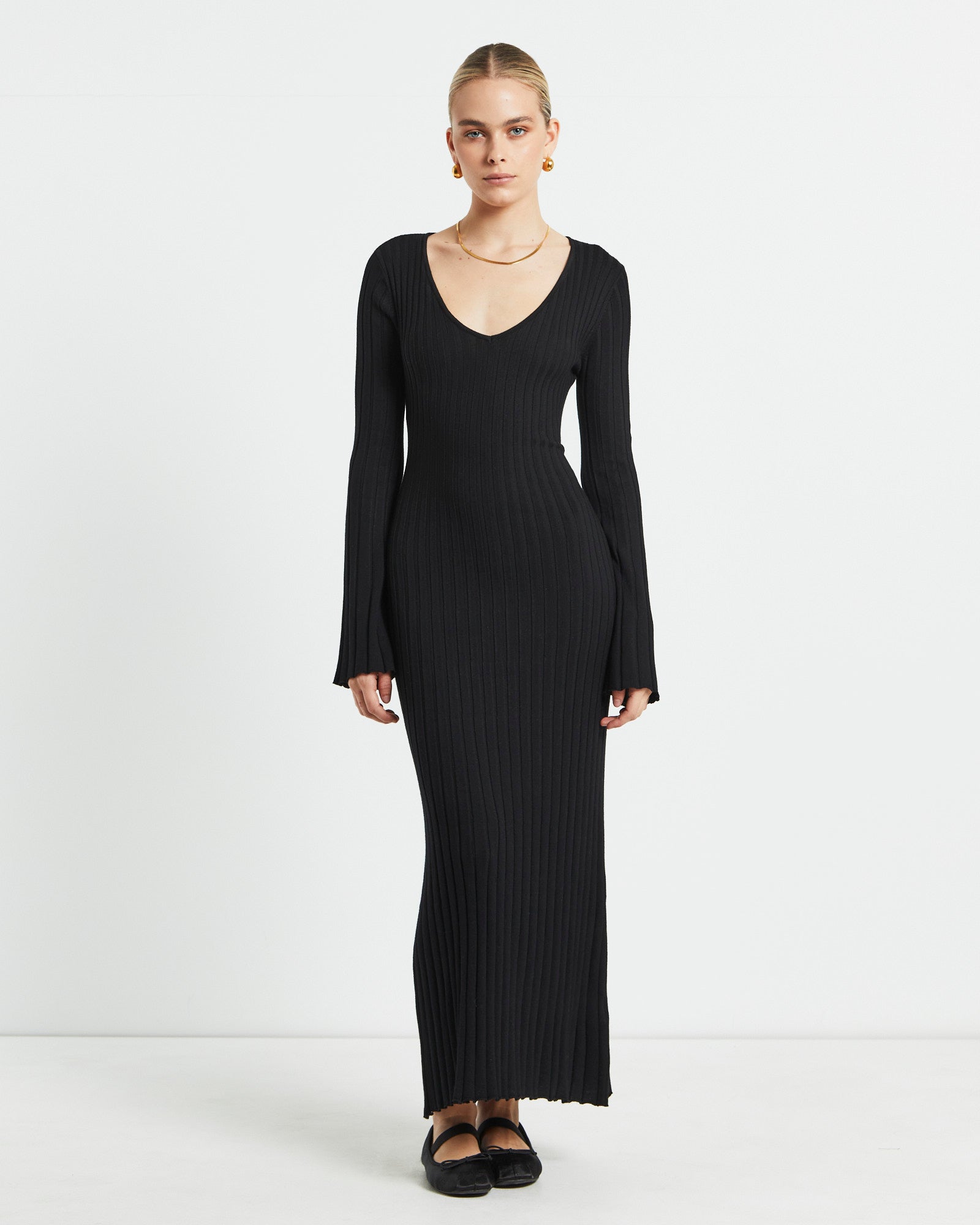Sophie Long Sleeve Rib Knit Dress Black General Pants Co. Sophie Long Sleeve Rib Knit Dress Black General Pants Co.