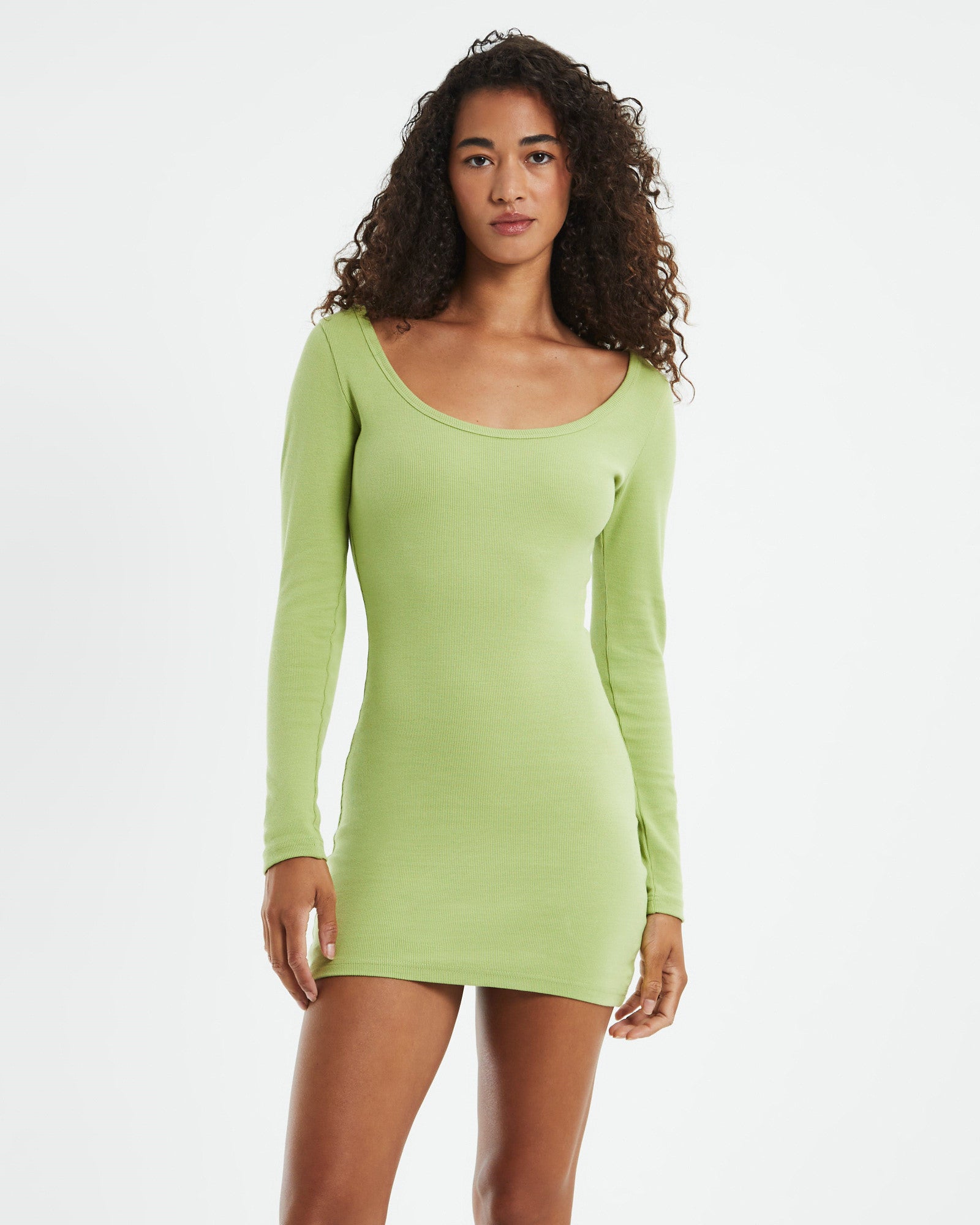 Open Neck Long Sleeve Dress Lime – General Pants Co