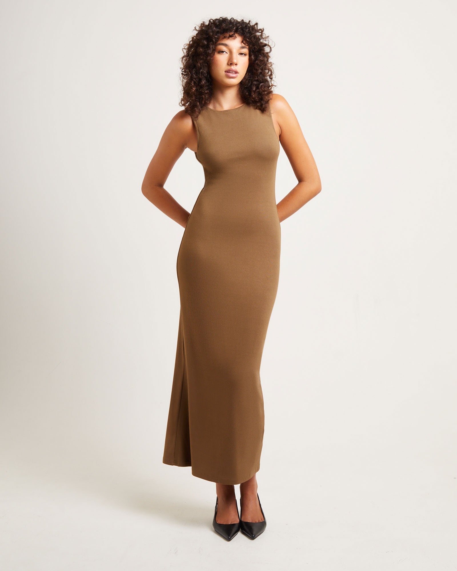 curve cut out dress ASOS DESIGN Curve long sleeve cut out maxi dress with ruched skirt in olive green