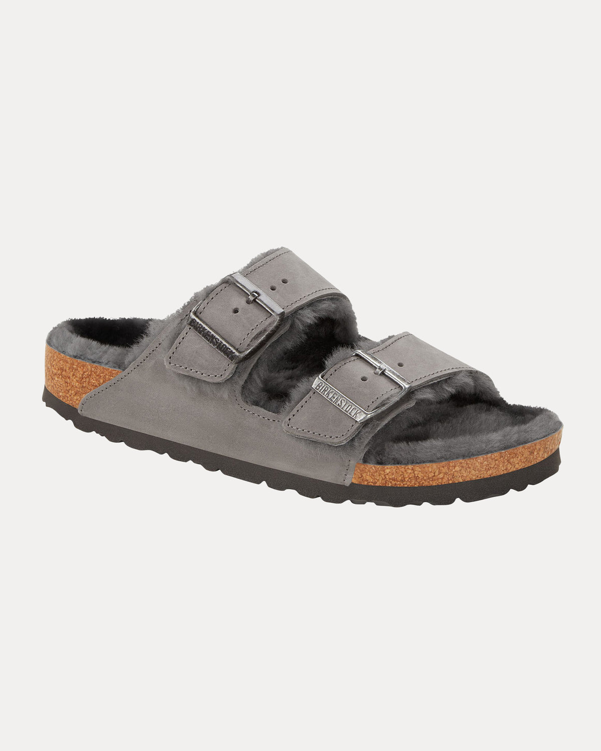 Arizona Shearling Iron Oiled Leather Regular Sandals IRON