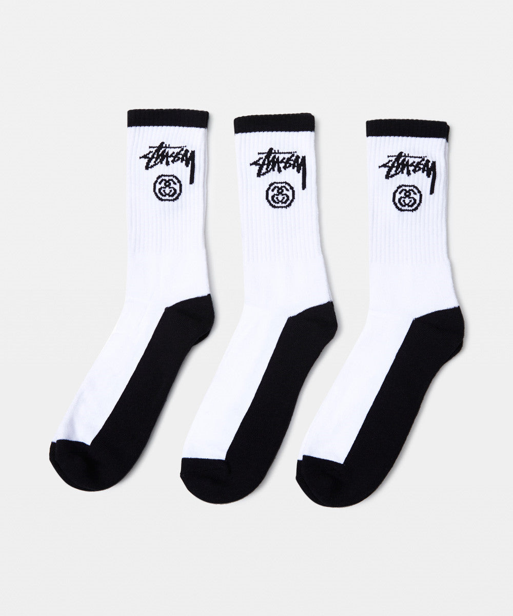Stock Crew Sock 3 Pack WHITE