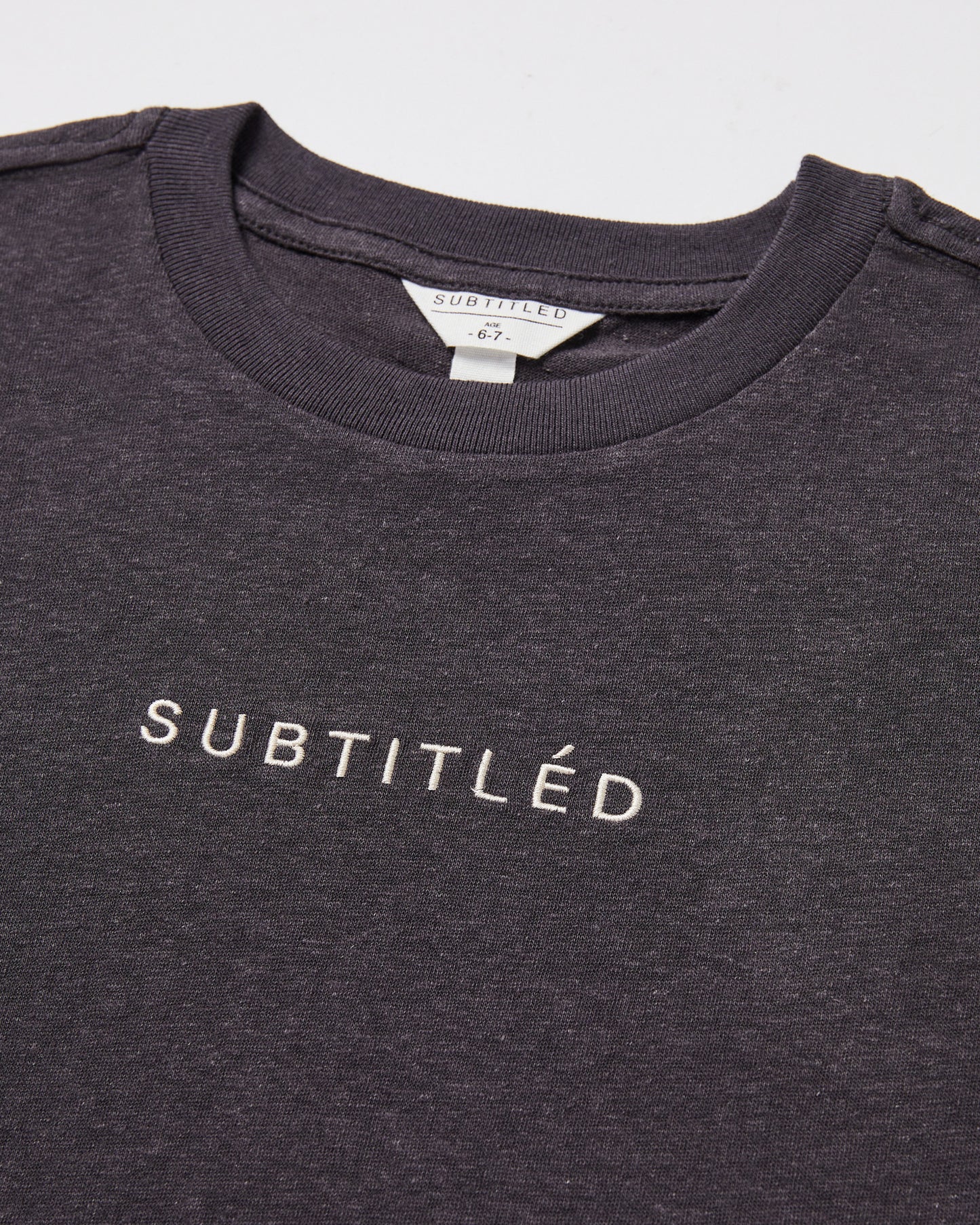 Girls State Linen Oversized Short Sleeve T-Shirt in Charcoal