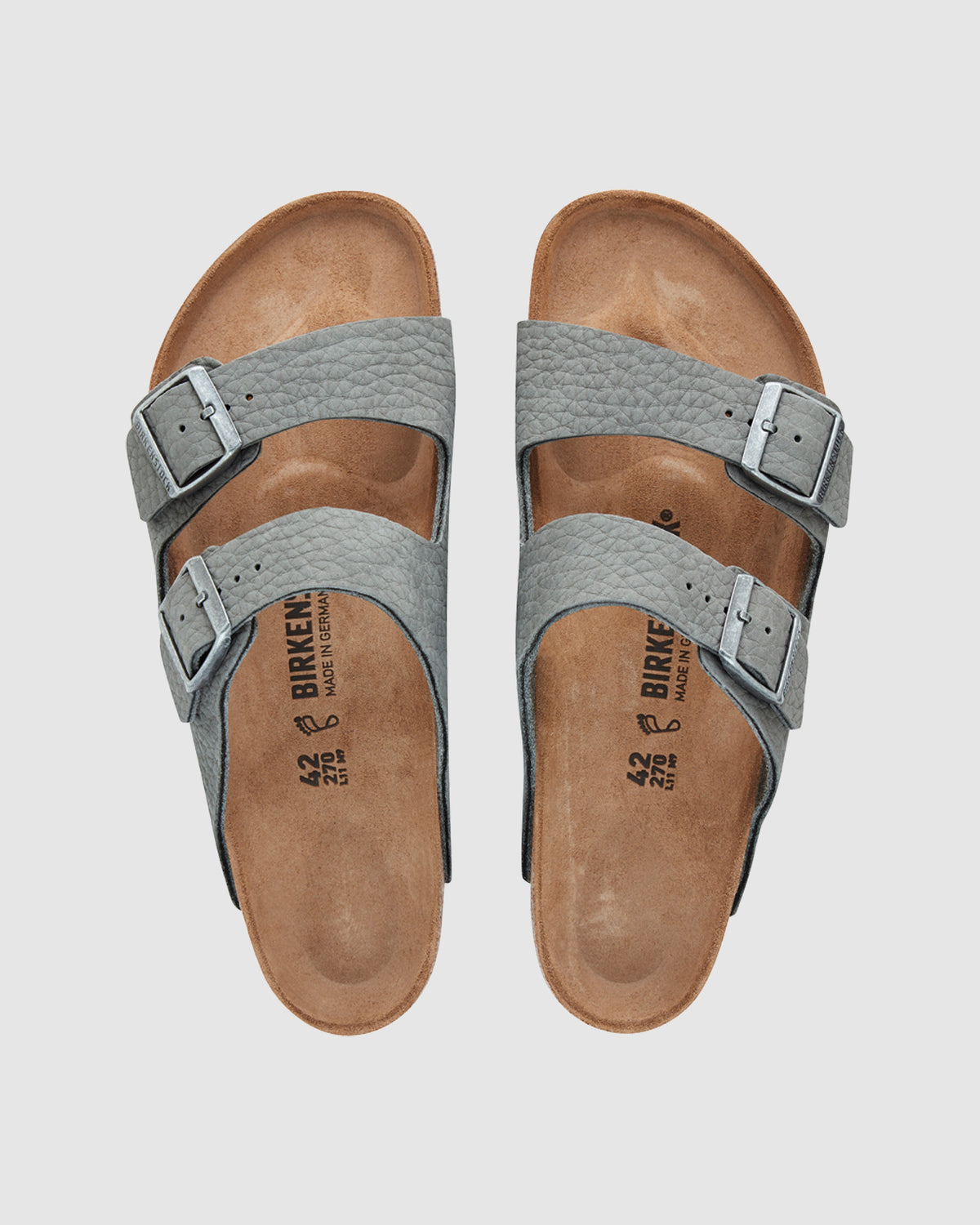 Arizona Soft Footbed Nubuck Leather Sandals Whale Grey