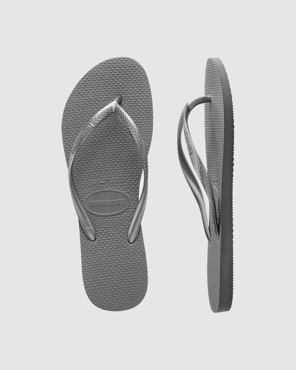 Slim Metallic Thongs STEEL GREY