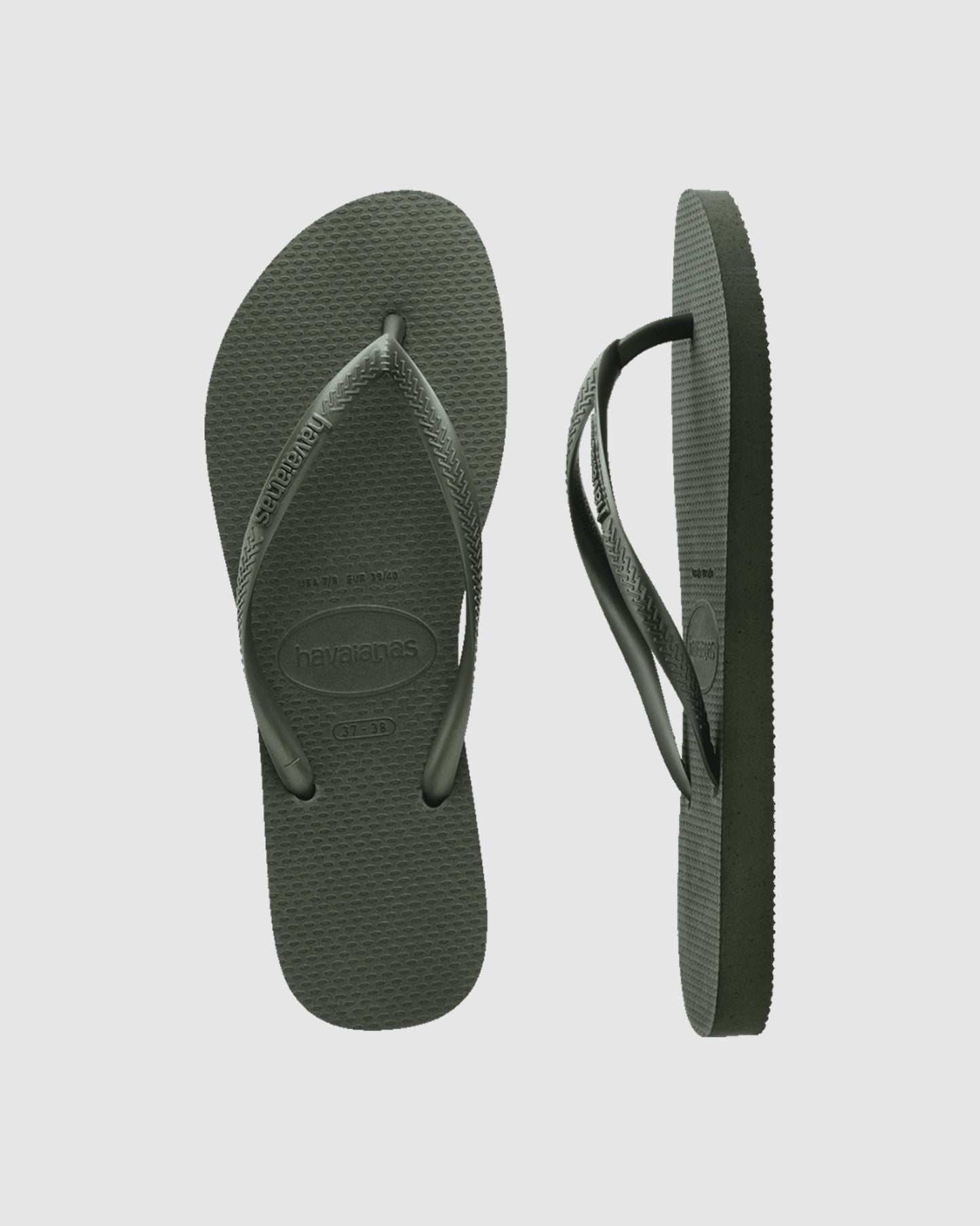 Slim Metallic Thongs GREEN OLIVE
