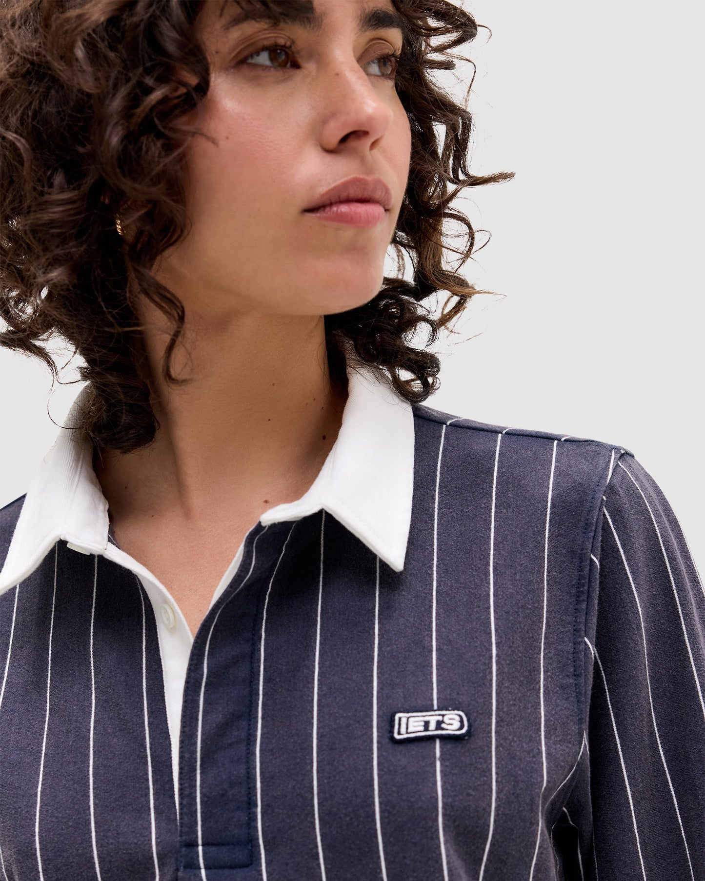 Pinstripe Boxy Rugby Long Sleeve Rugby Shirt