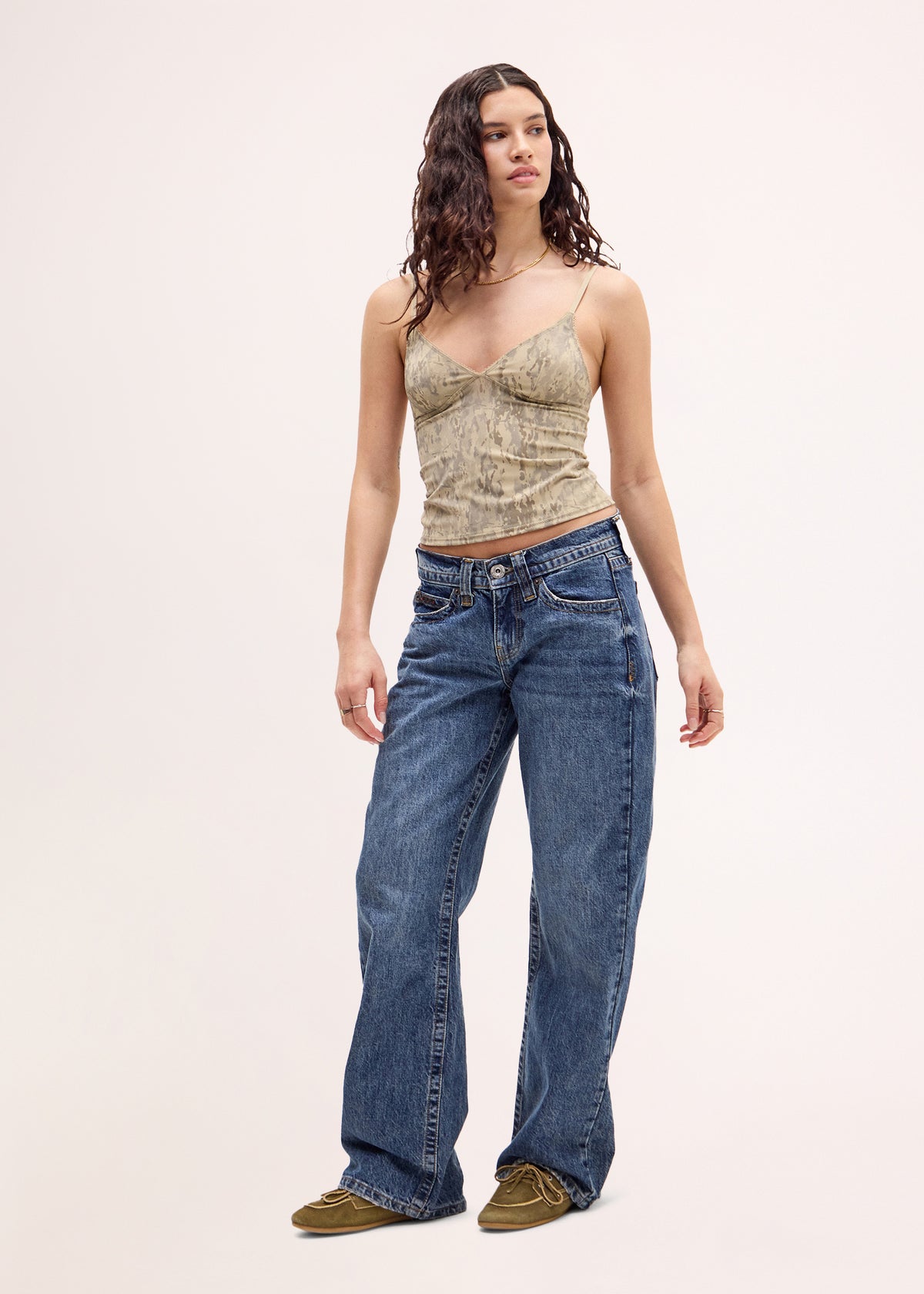 BDG Je T'aime Camo Print Cami Top GREEN CAMO