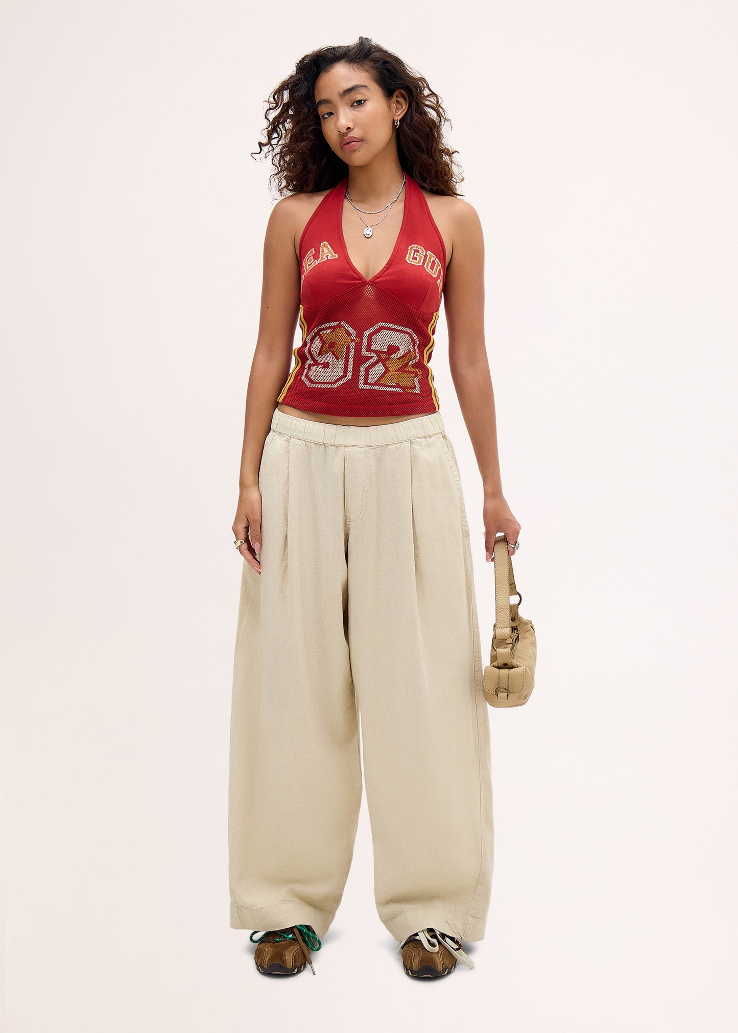 BDG League 92 Graphic Airtex Mesh Halter Jersey Tank Top