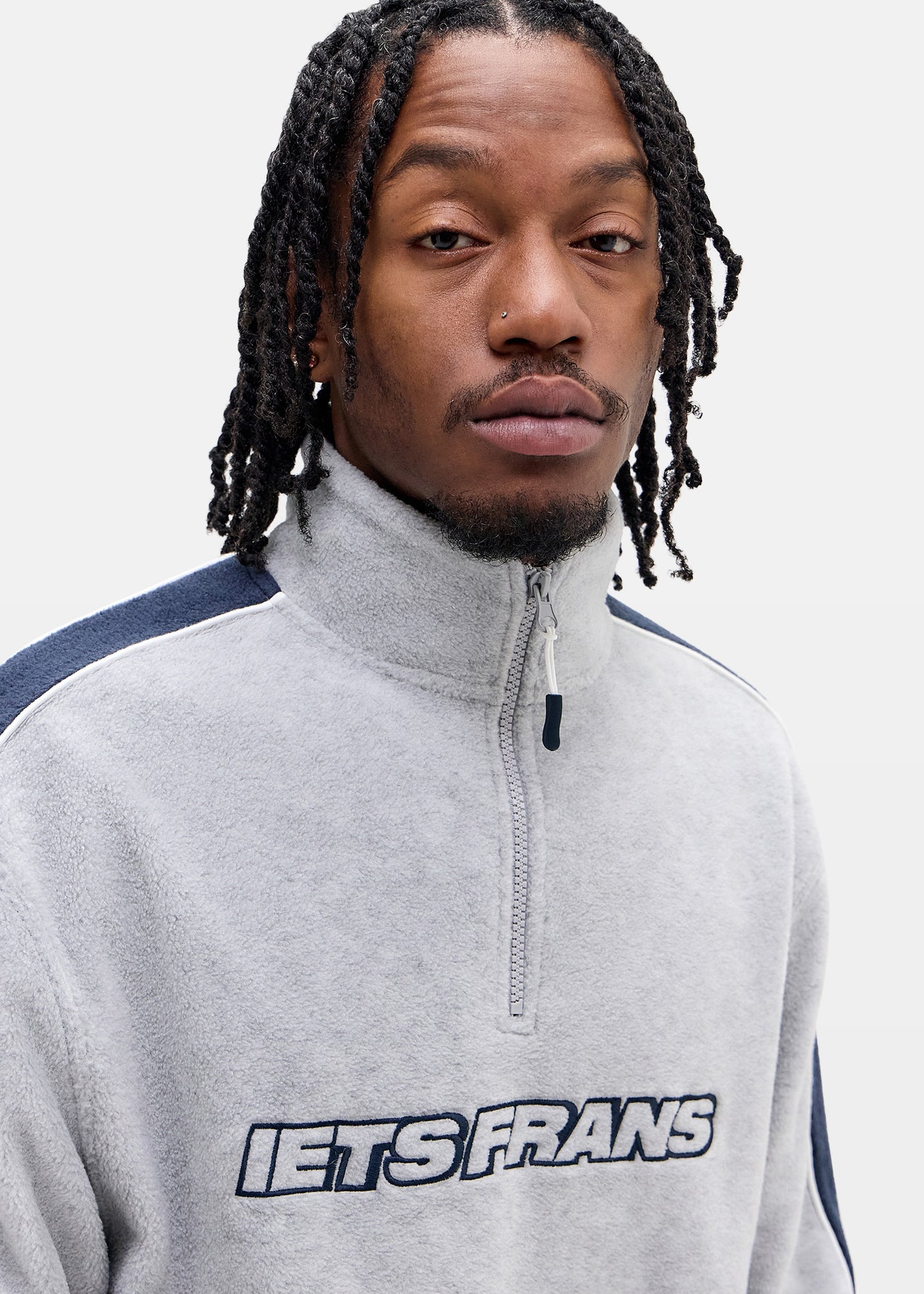 Panel Emboidered Fleece Jumper