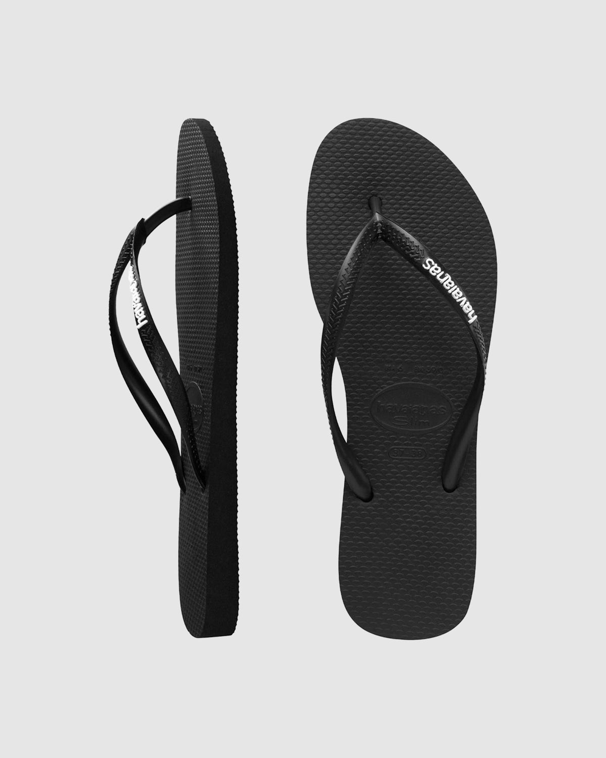 Slim Rubber Logo Thongs BLACK/WHITE