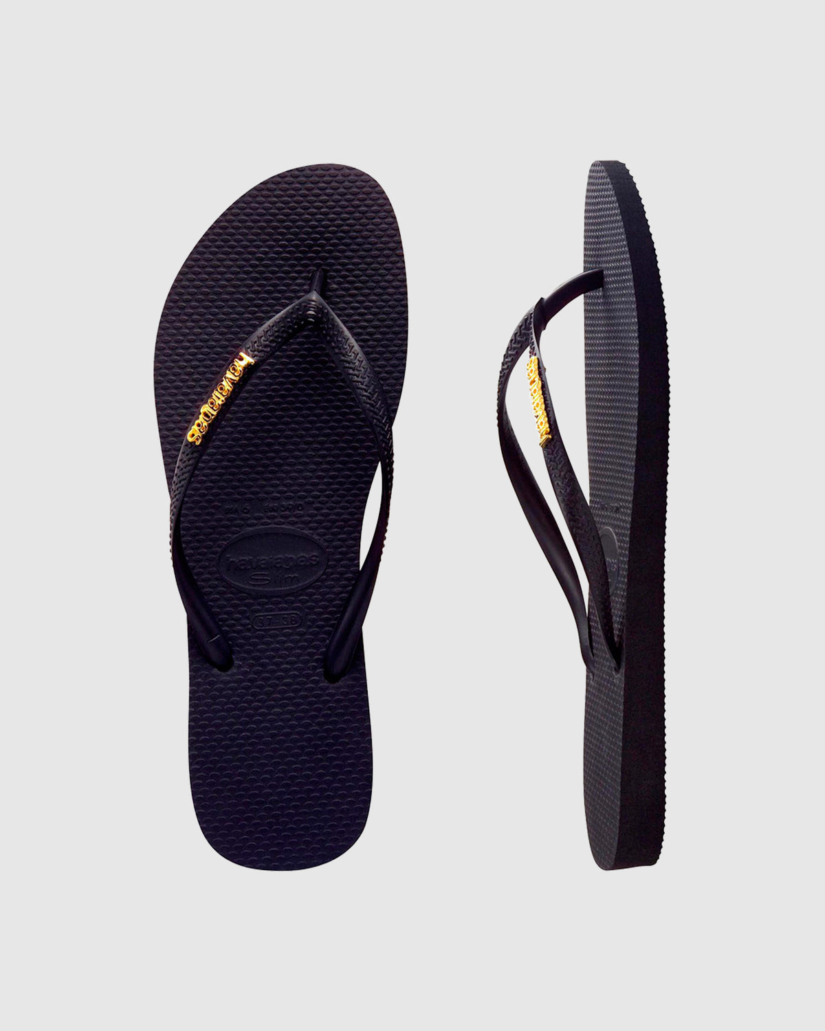 Slim Logo Thongs BLACK/GOLD