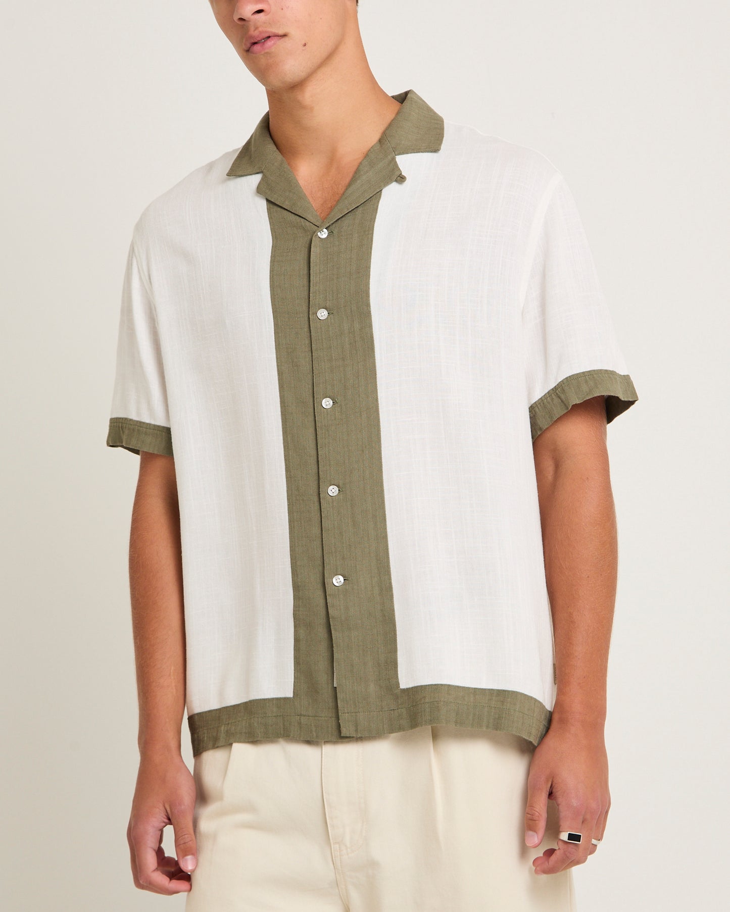 Border Linen Short Sleeve Resort Shirt
