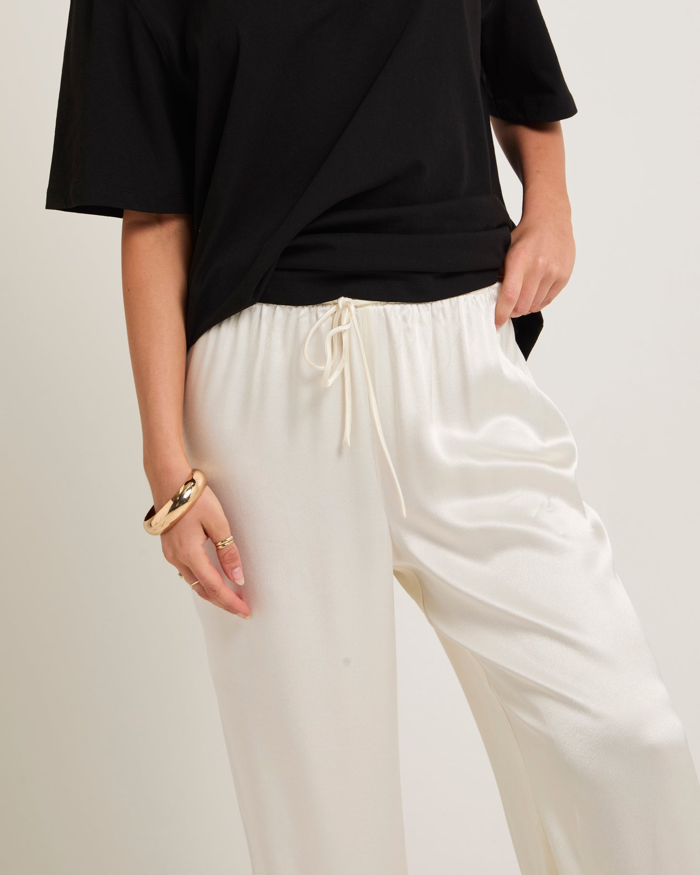 Meredith Satin Mid Rise Pants