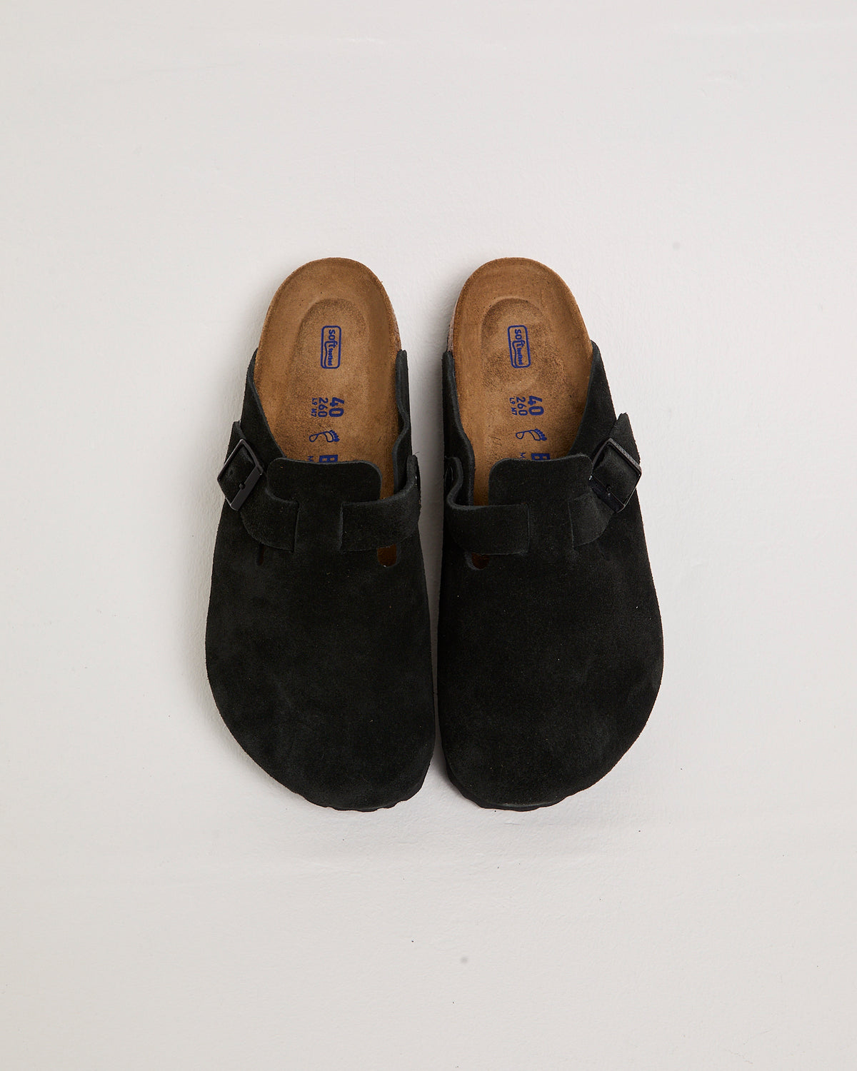 Boston Soft Footbed Suede Leather Clog Black Suede