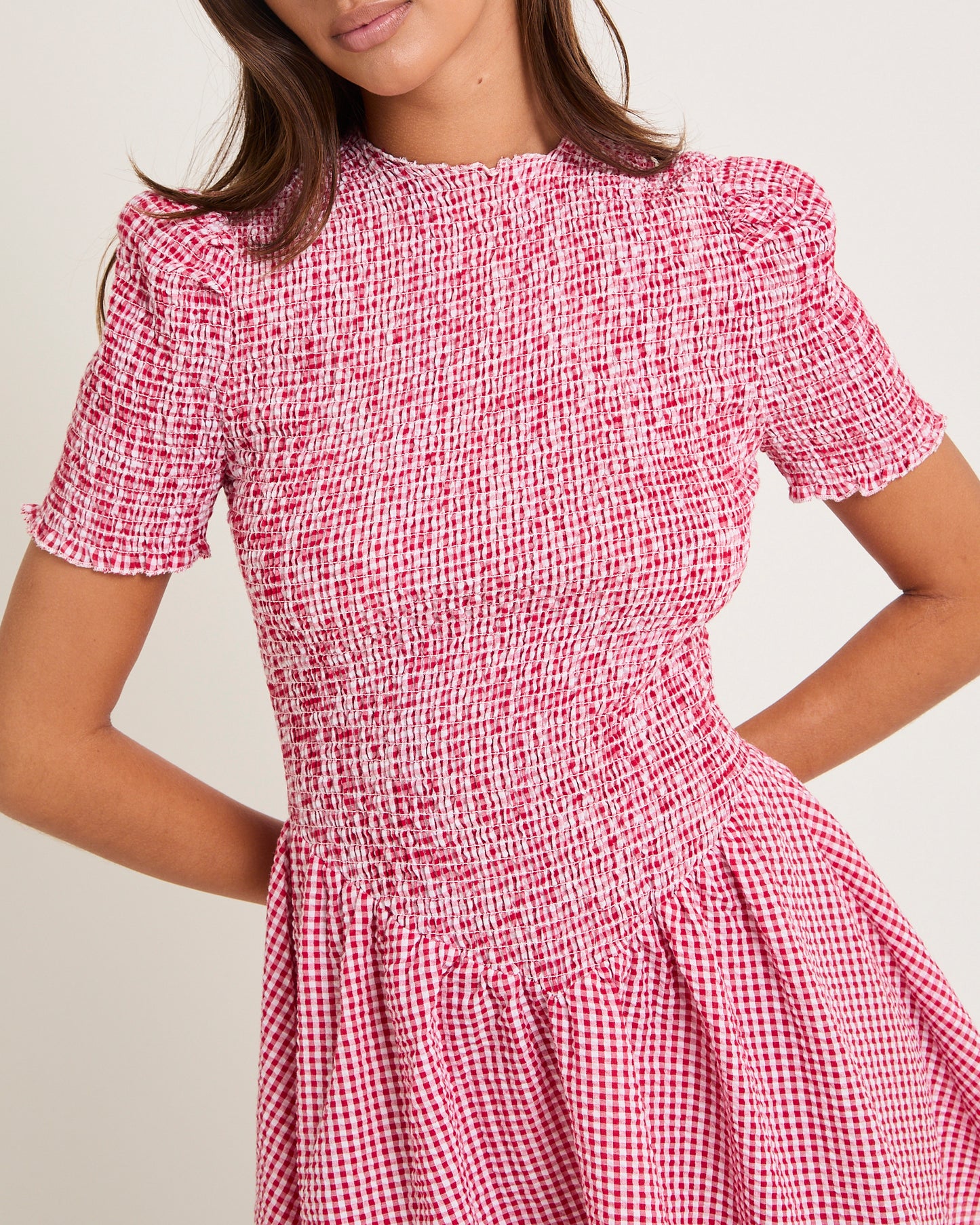 Bonnie Shirred Bubble Mini Dress