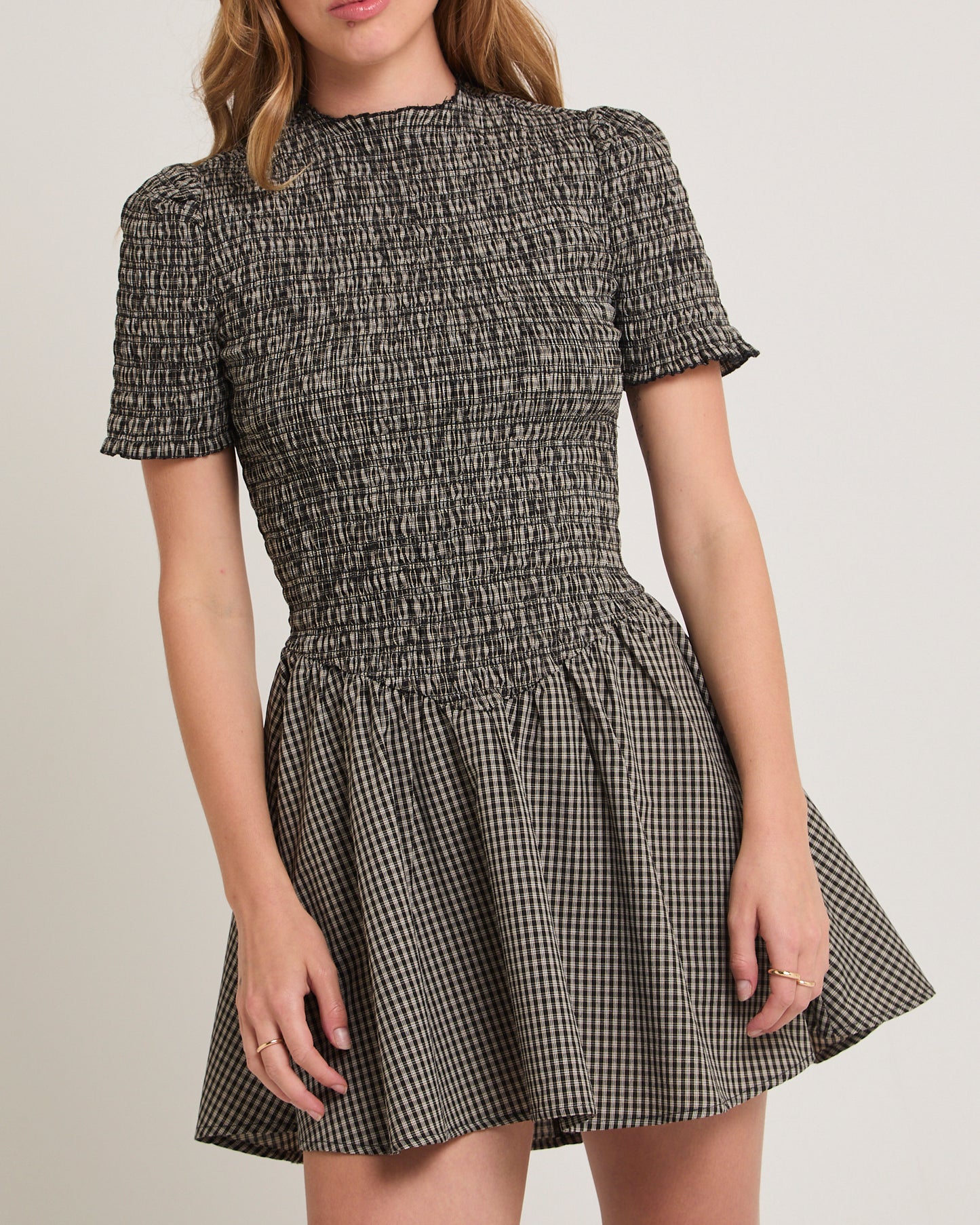 Bonnie Shirred Bubble Mini Dress