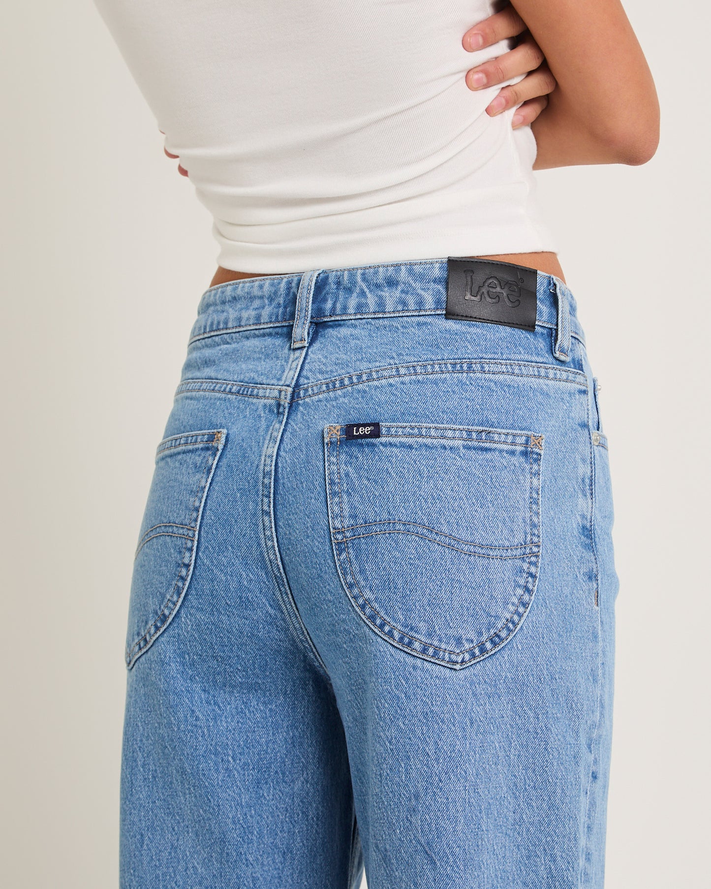 High Straight Crop Denim Jeans Blue Monday