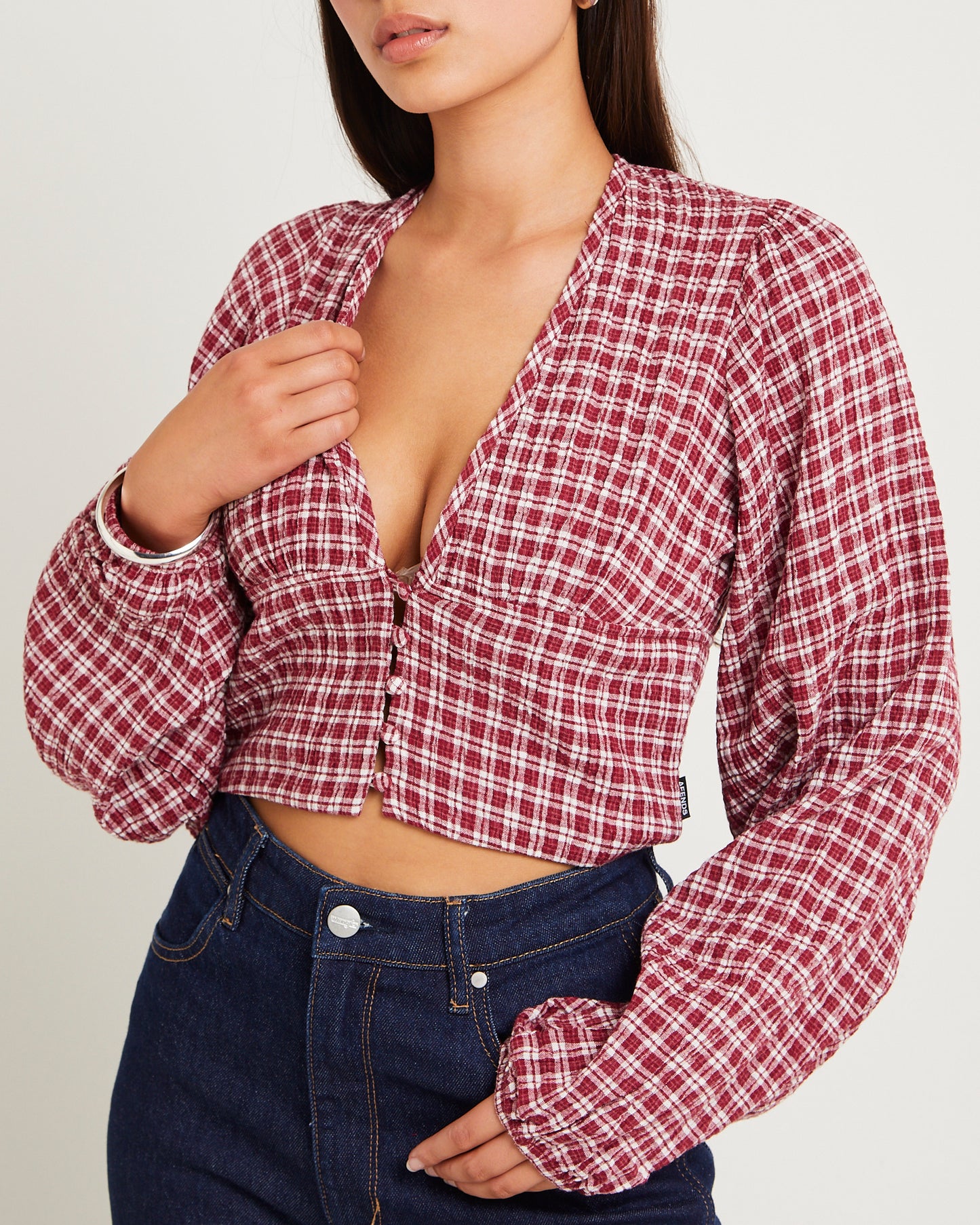 Base Seersucker Long Sleeve Top