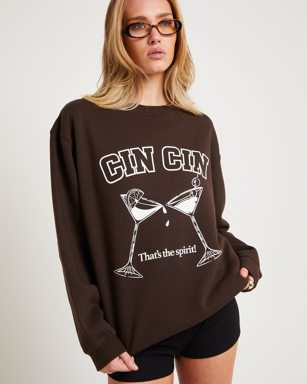 Cin Cin Oversized Fleece Jumper BROWN