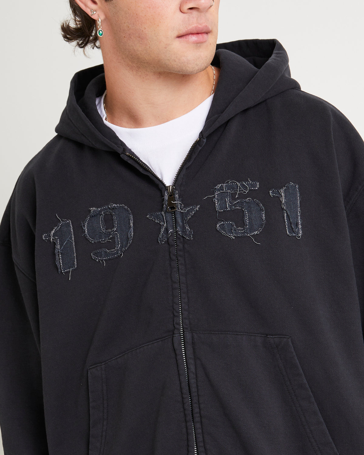 Fifty One Zip Through Hoodie BLACK