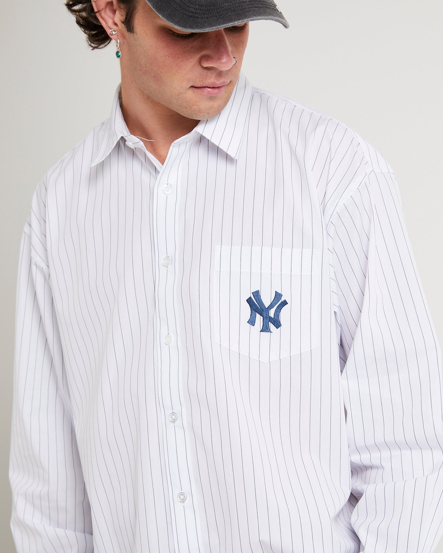 New York Yankees Pinstripe Button Up Shirt