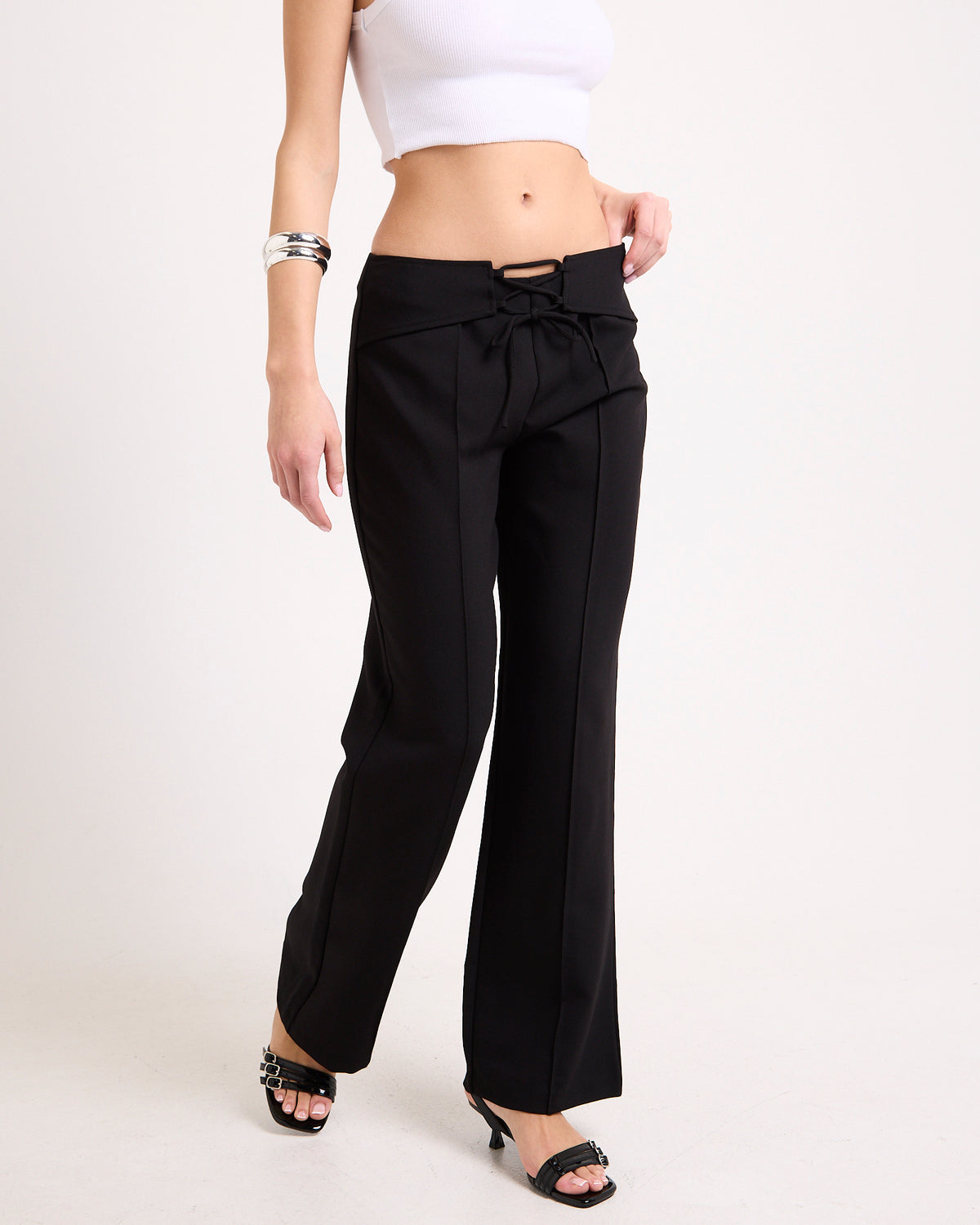 Piper Lace Up Pants BLACK