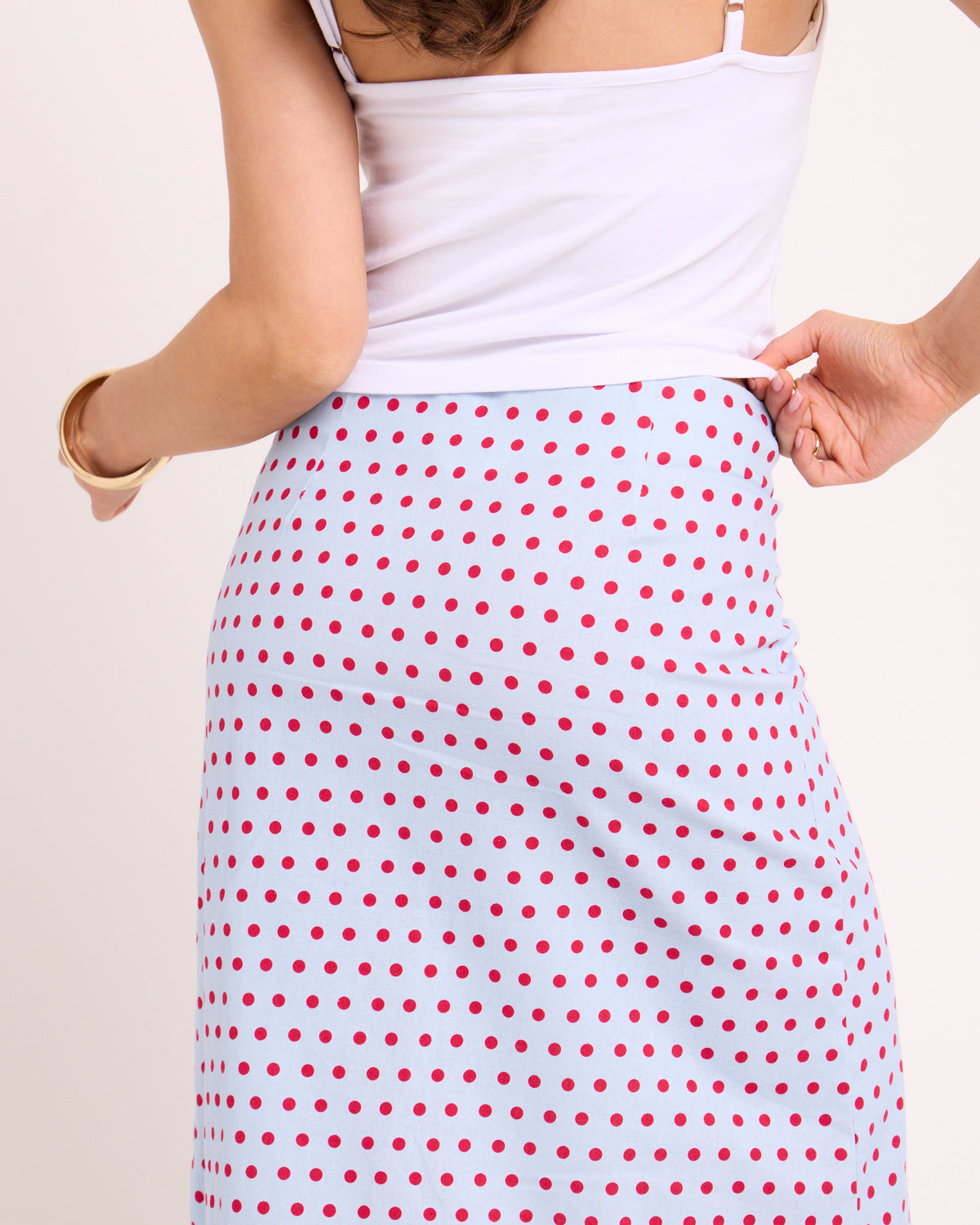 Billy Polka Slip Midi Skirt BLUE SPOT