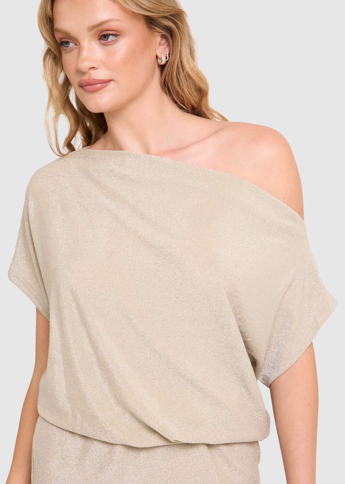 Carrie Off Shoulder Mini Dress WHITE GOLD