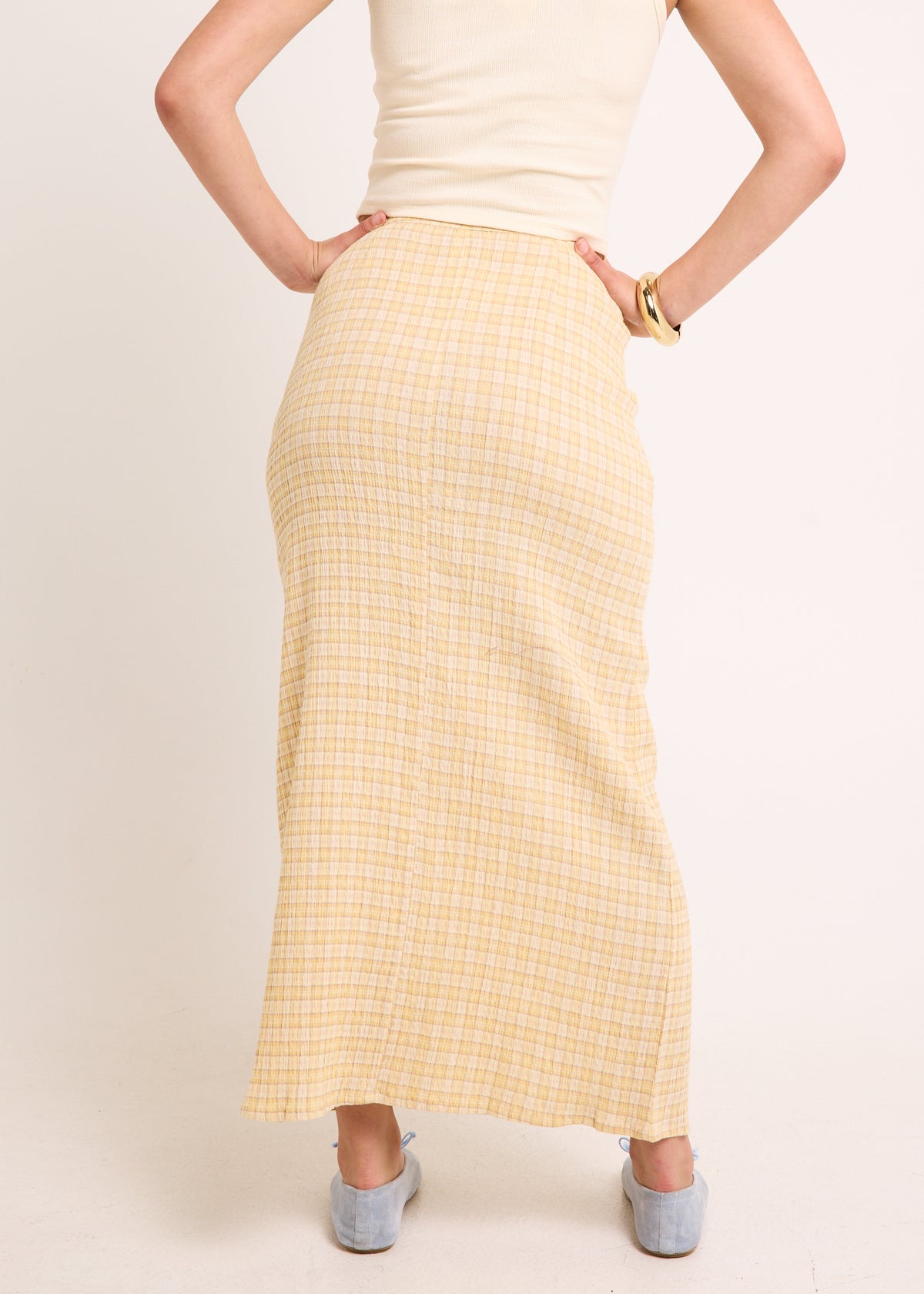Sunday Seersucker Maxi Skirt LEMON CHECK