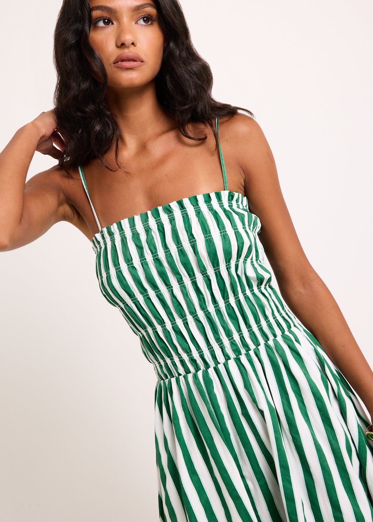 Manon Shirred Maxi Dress STRIPES