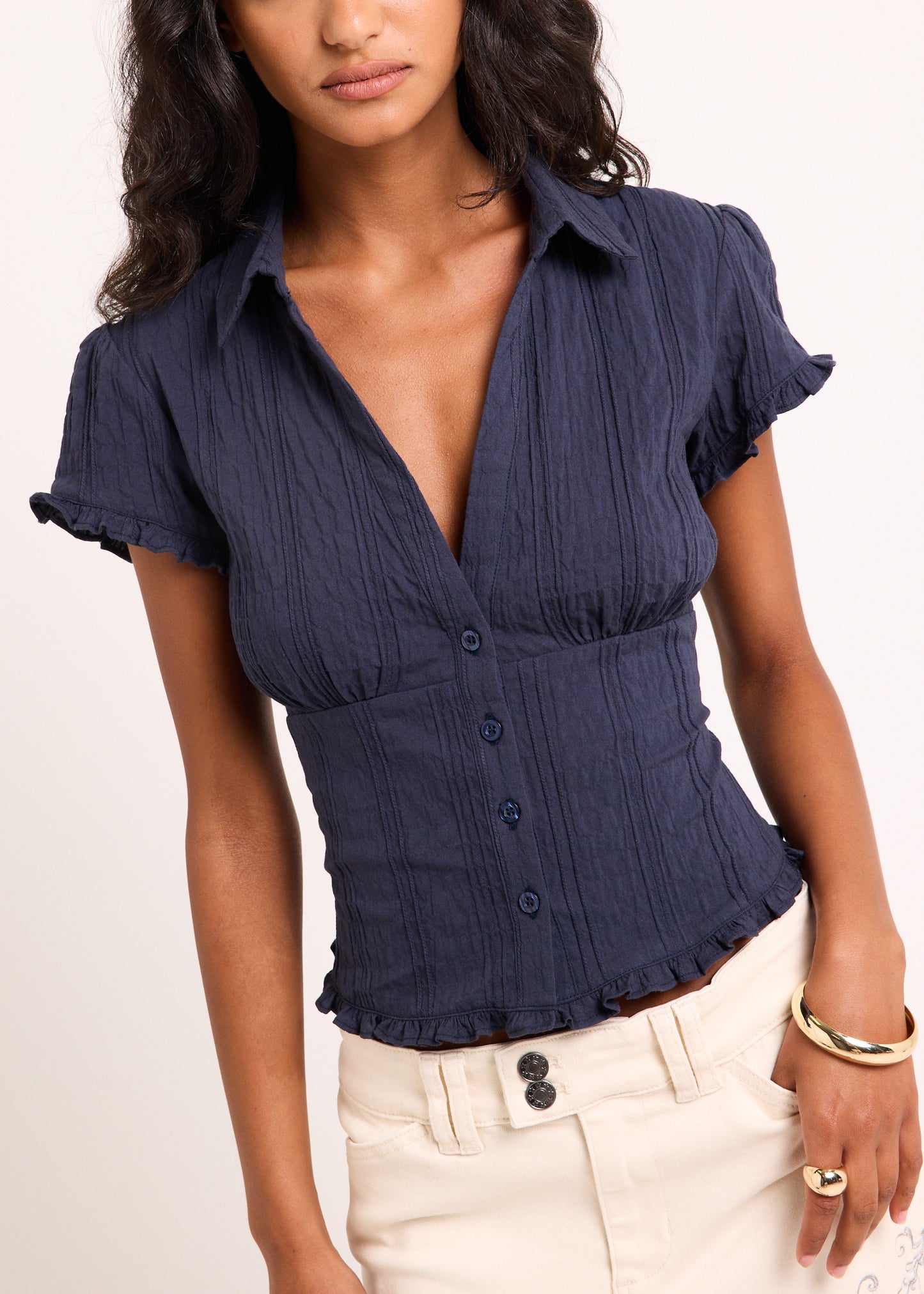 Bryn Ruffle Shirt GREY