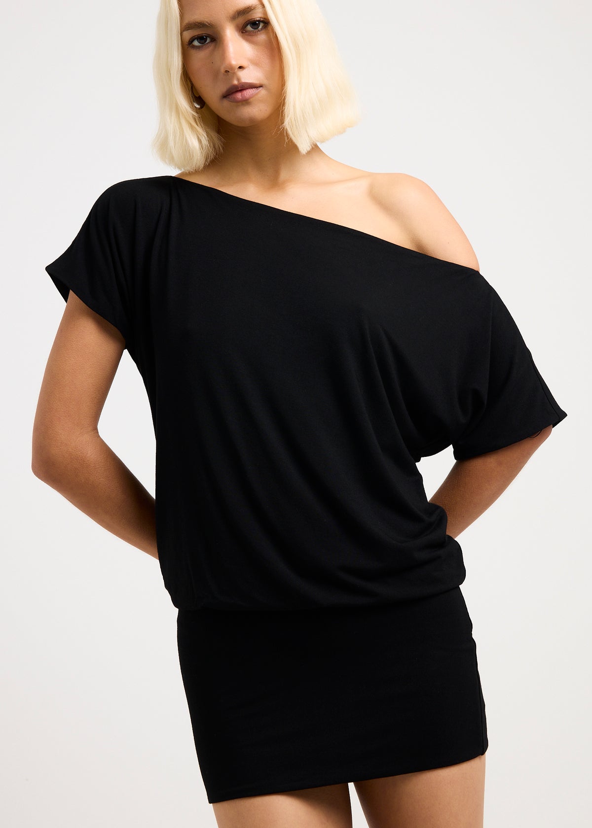 Chantal Off Shoulder Mini Dress BLACK