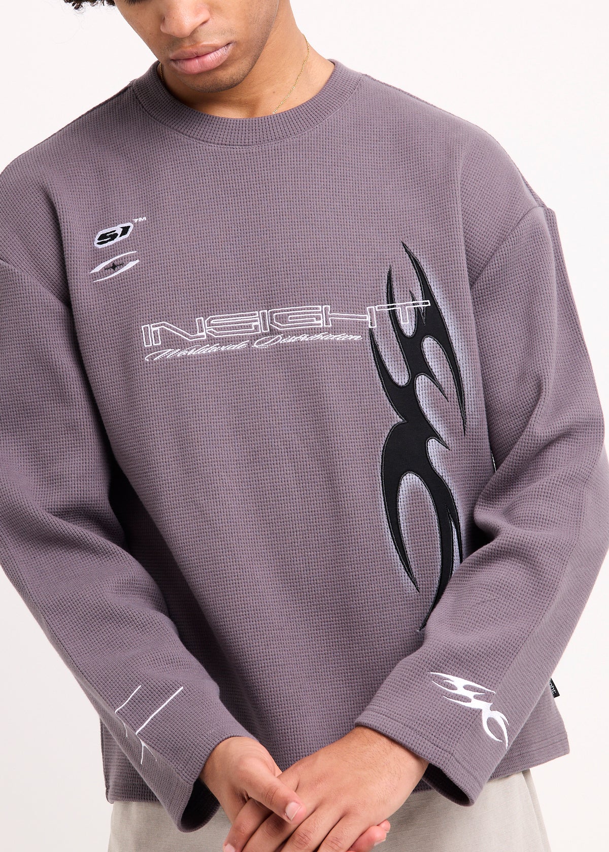 Mystics Waffle Knit Jumper CHARCOAL