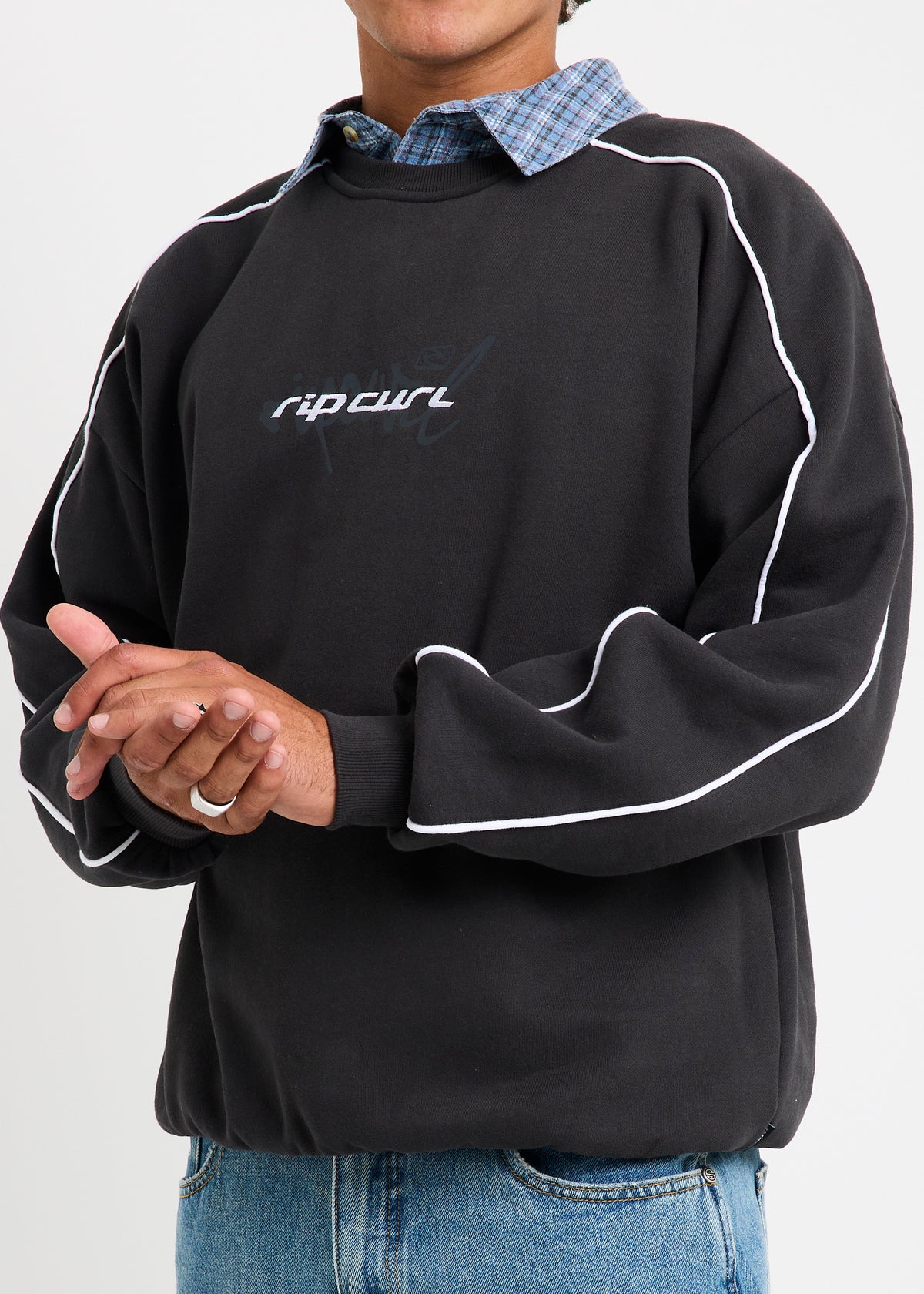 Inner Visions Pipe Crew Jumper WASHED BLACK
