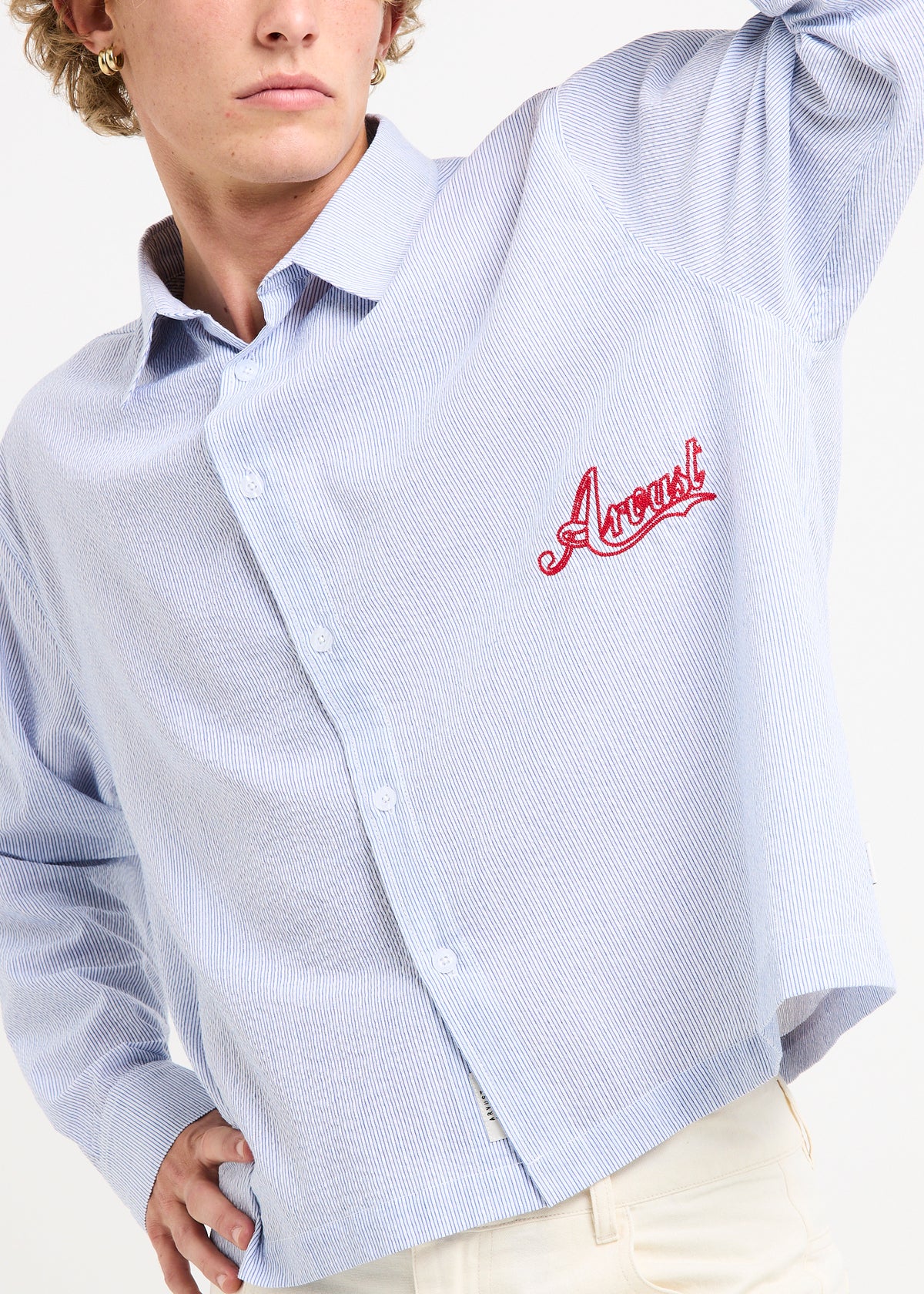 Leon Long Sleeve Cropped Shirt BLUE