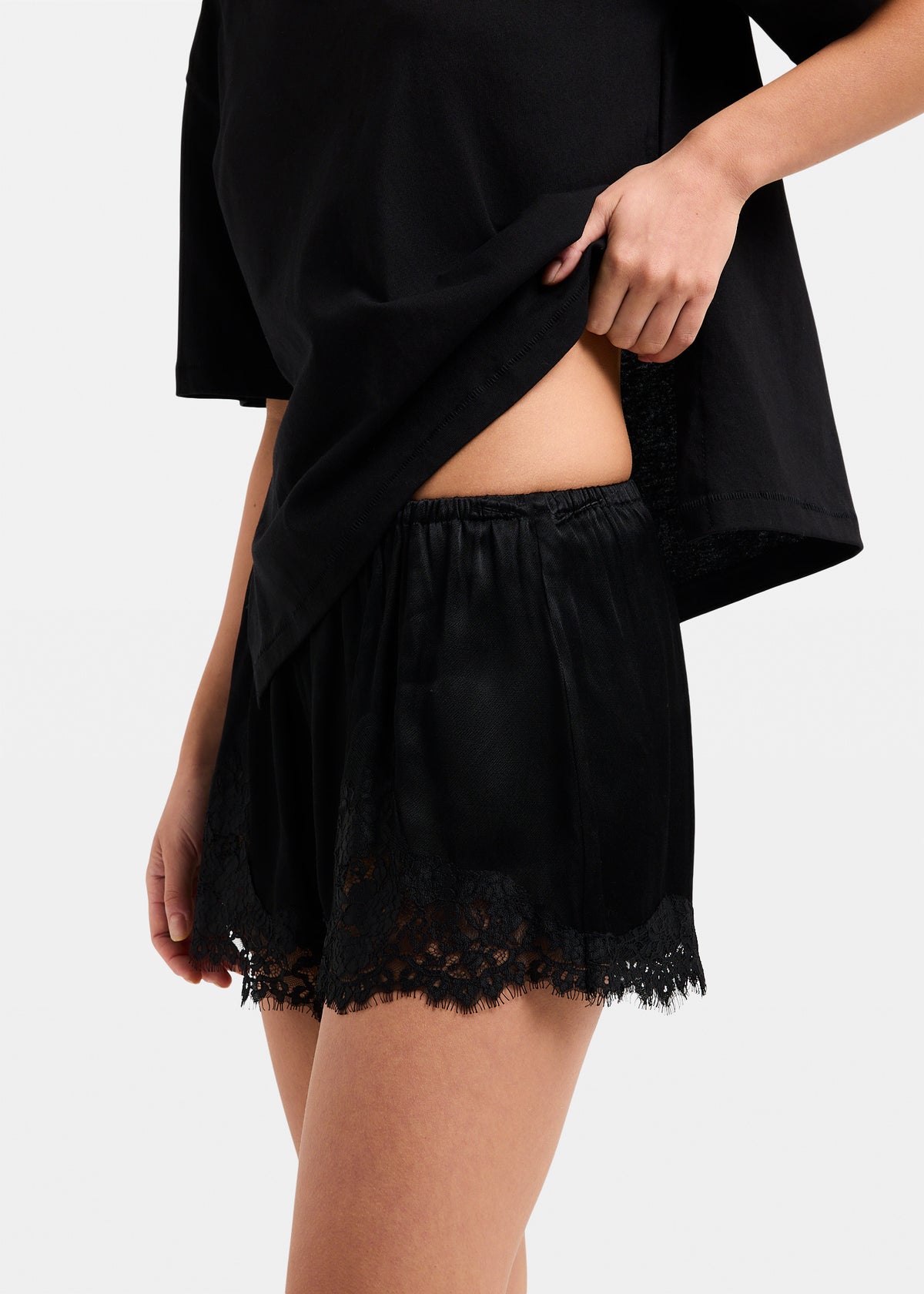 Joy Lace Mini Shorts BLACK