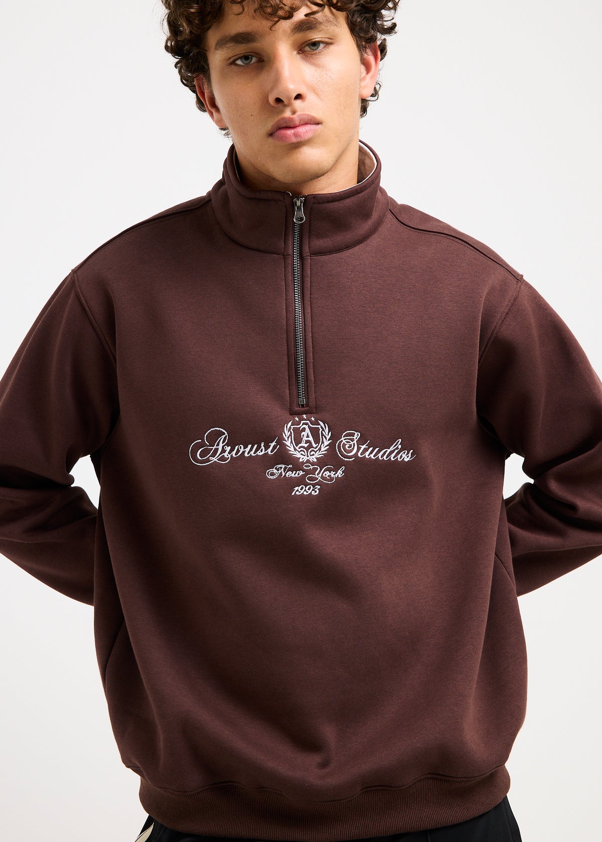 Studious Quarter Zip BROWN