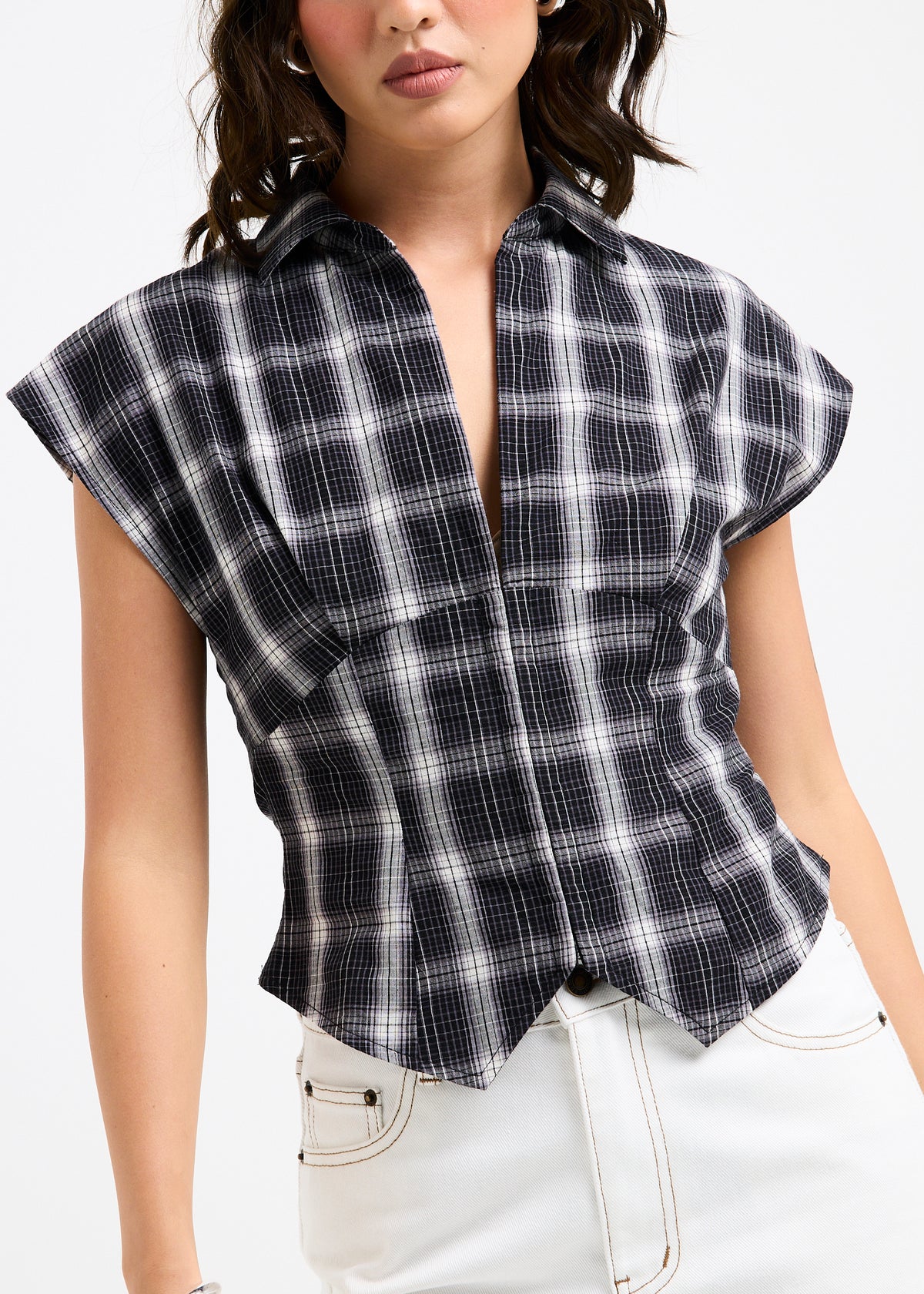Milos Plaid Plunge Shirt PLAID