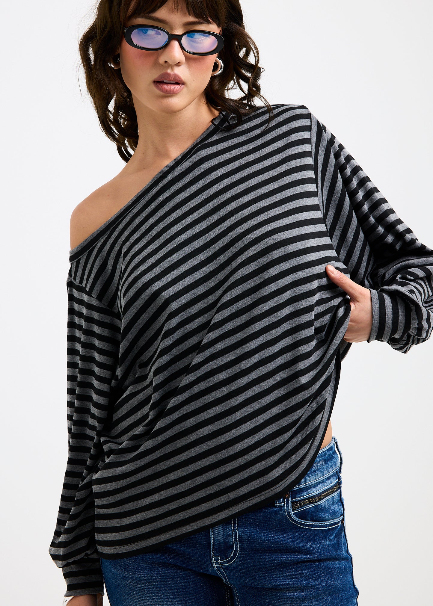 Dylan One Shoulder Long Sleeve Top