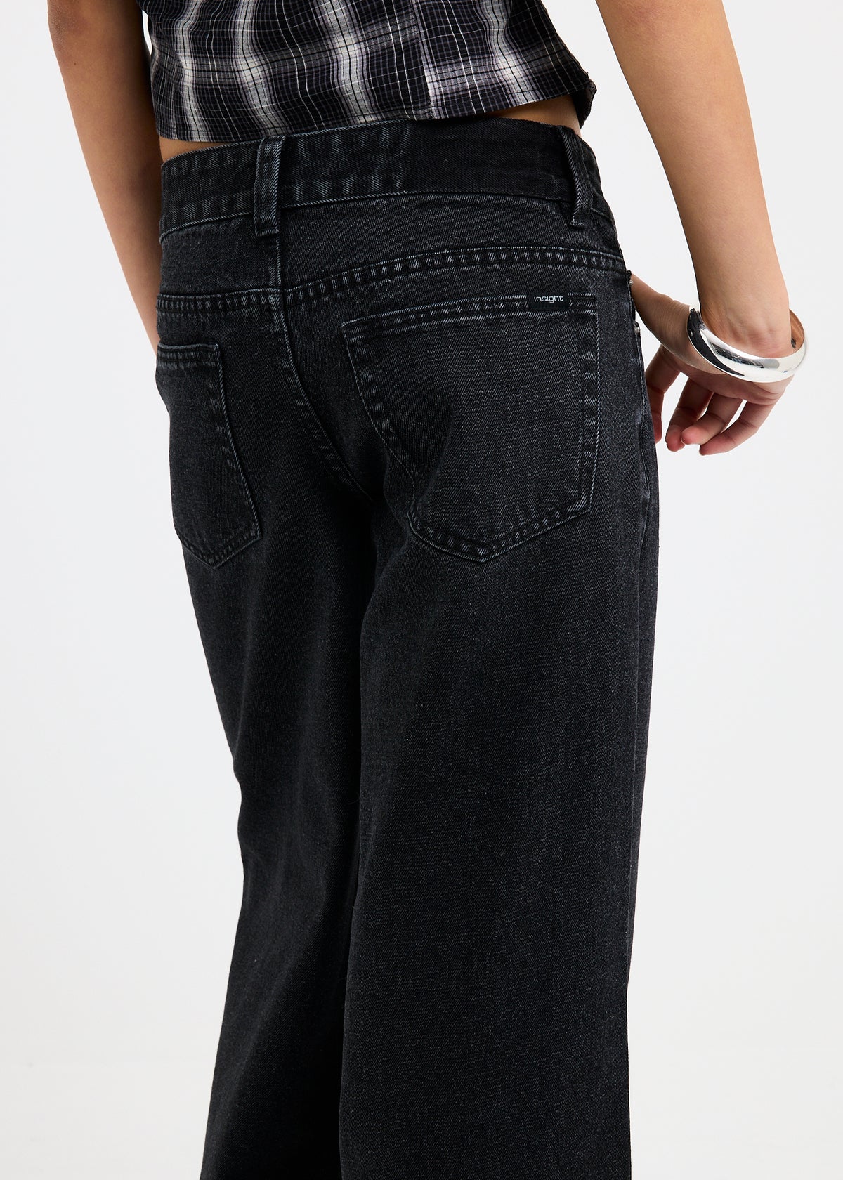Elise Low Wide Denim Jeans BLACK