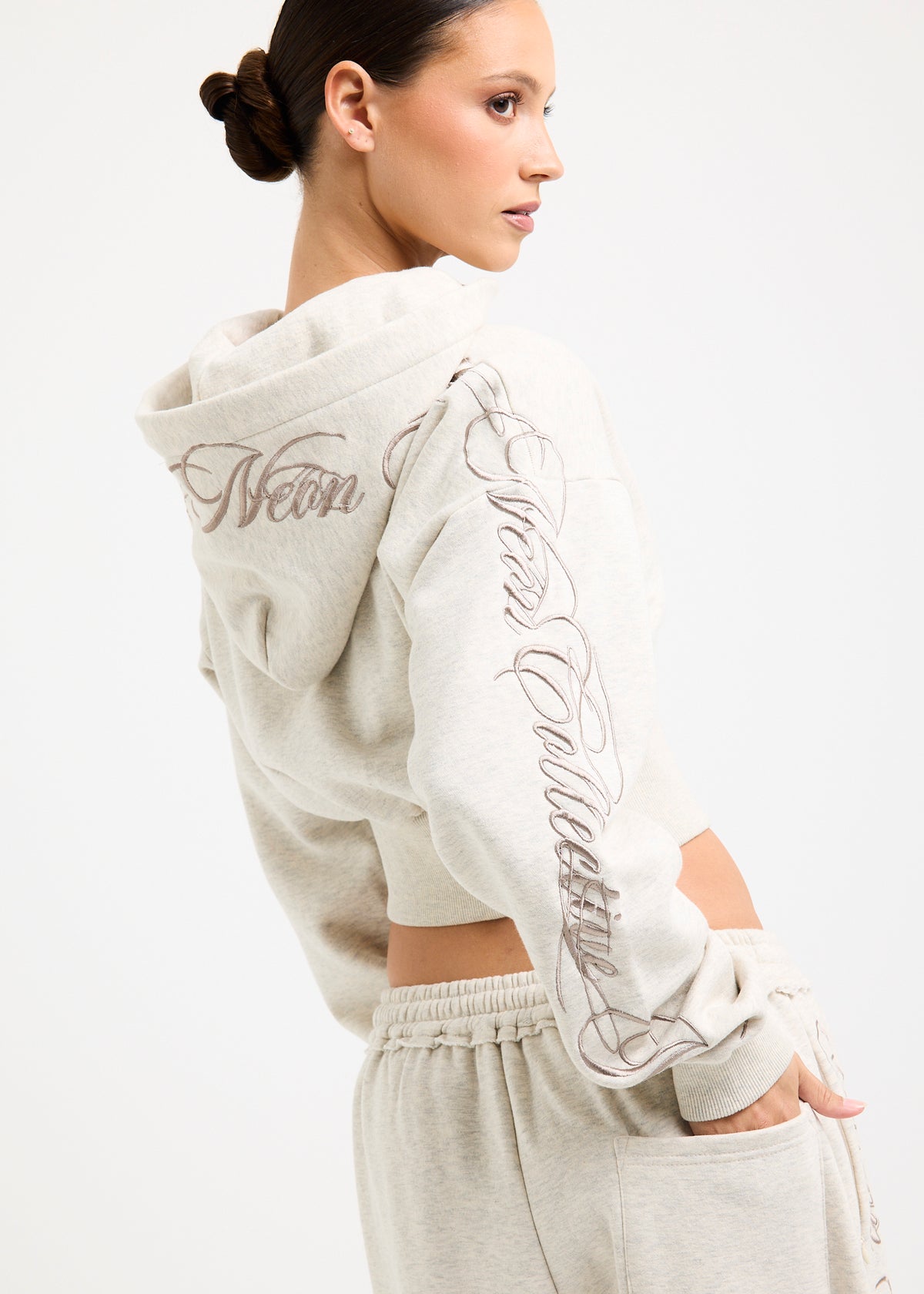 Jessie Scripted Hoodie ECRU