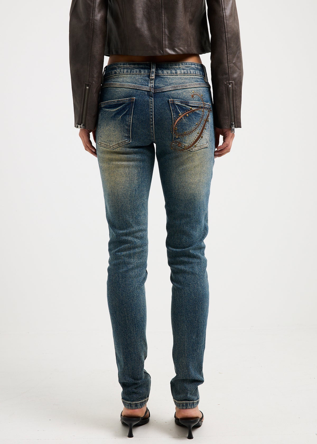 Constance Low Rise Skinny Denim Jeans GRIME BLUE